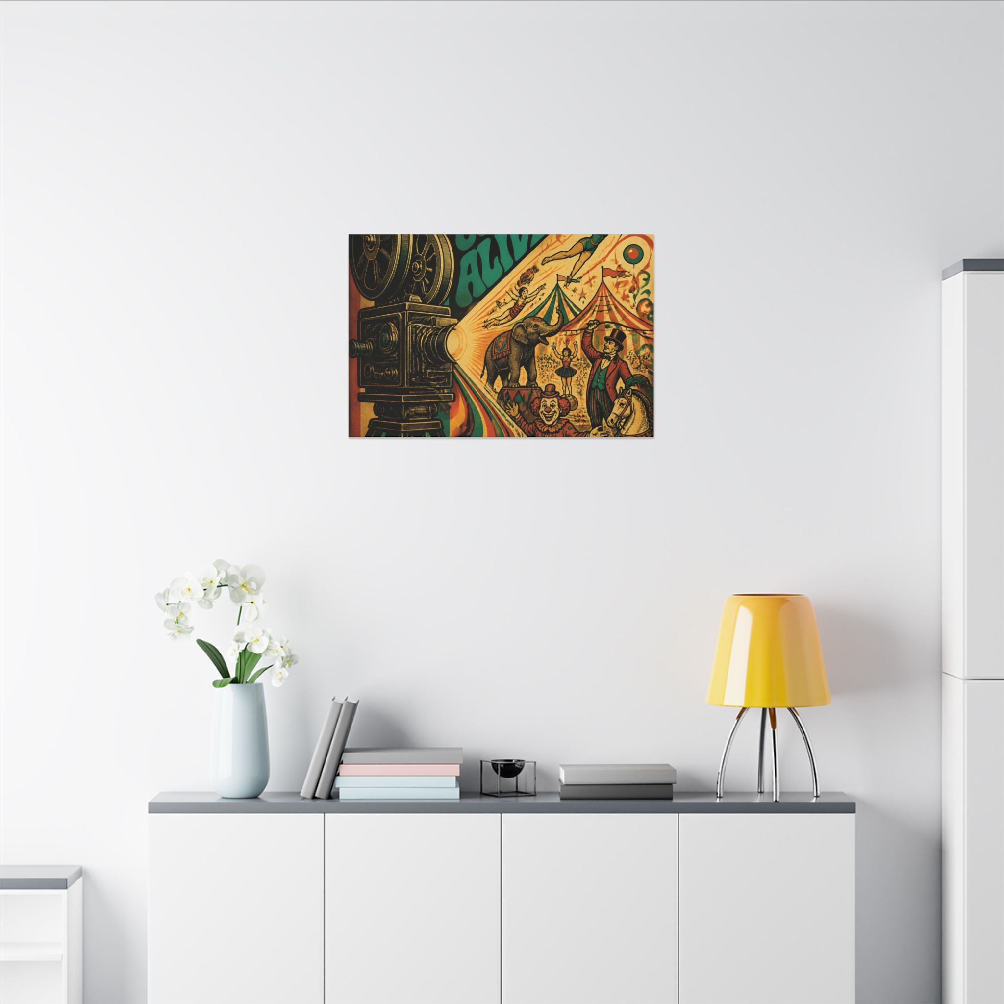 Film Camera Projector Show Wall Art Canvas 16×20 Psychedelic Cafe Decor Maximalist Print
