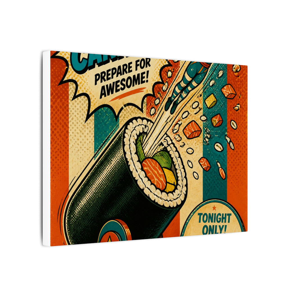 Sushi Roll Cannon Wall Art Canvas 16×20 Pop Art Living Room Decor Maximalist Print