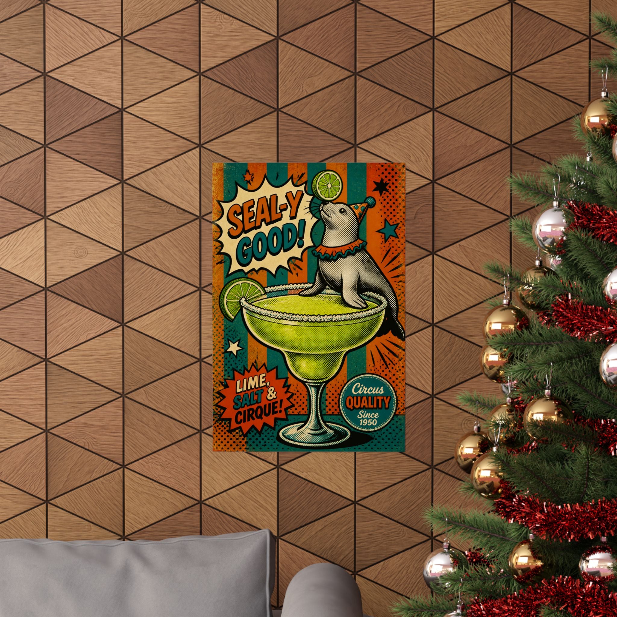 Margarita Balancing Seal Wall Art Poster 18×24 Pop Art Living Room Decor Maximalist Print
