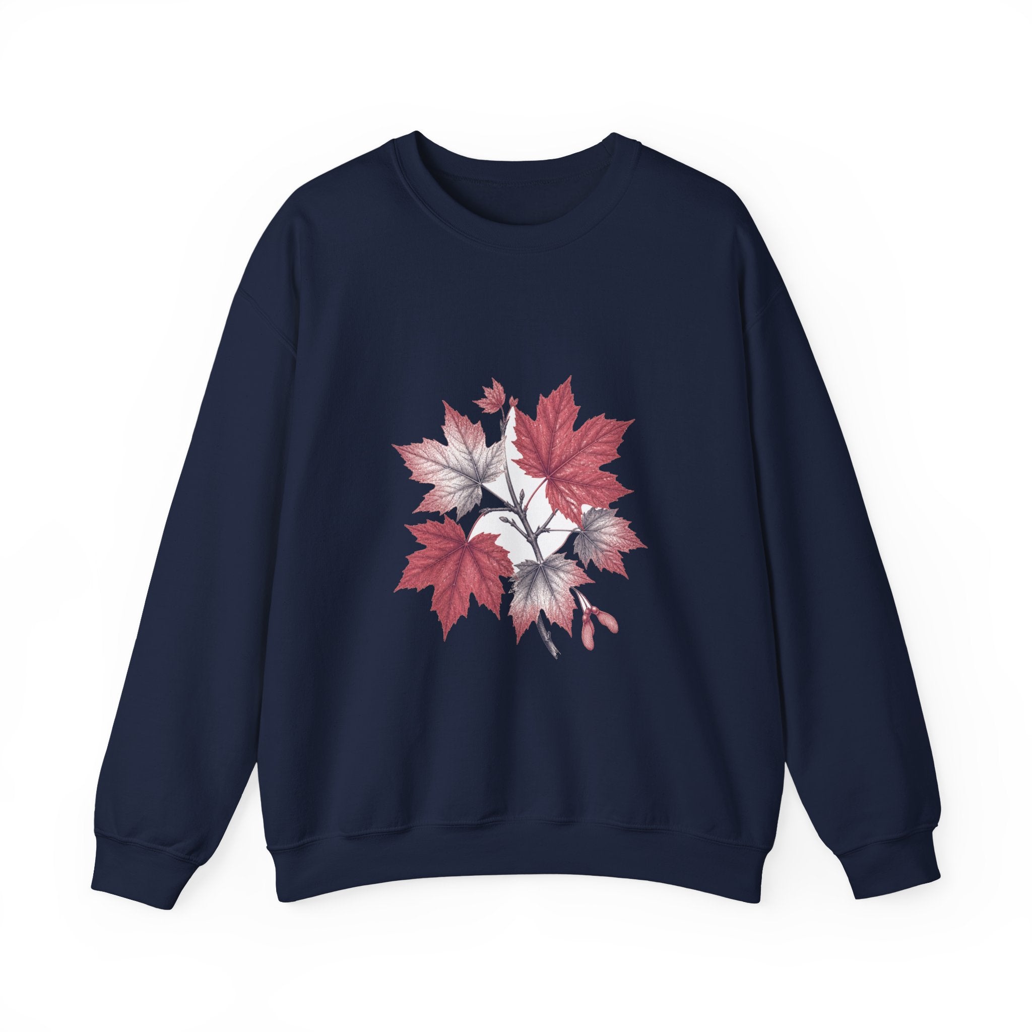 Matching Couple Sweatshirt - Cherry Blossom & Maple Leaf Matching Couple Crewneck Sweatshirt Vintage Art His Hers Wedding Gift - Design B
