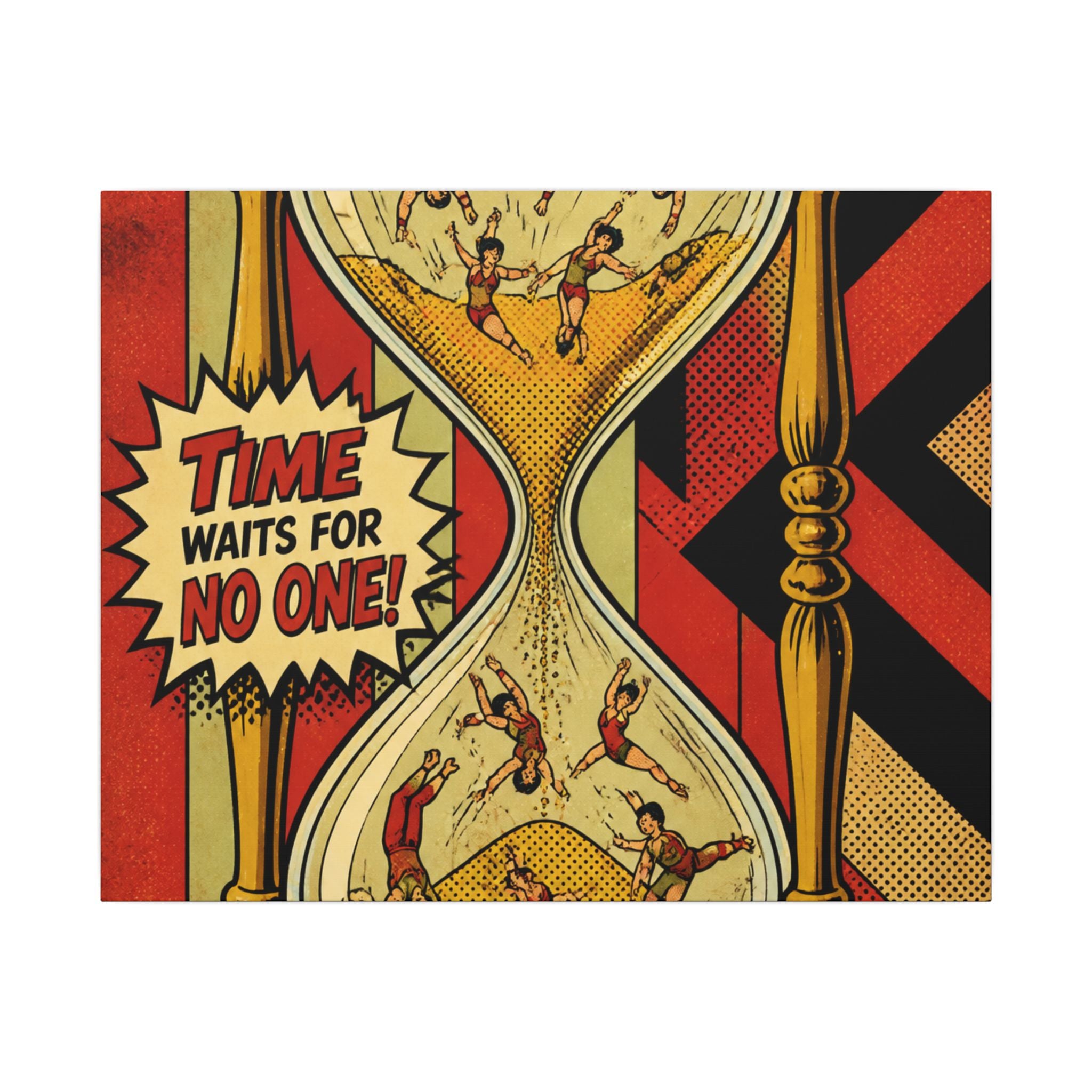 Hourglass Acrobats Wall Art Canvas 24×36 Pop Art Restaurant Decor Maximalist Print