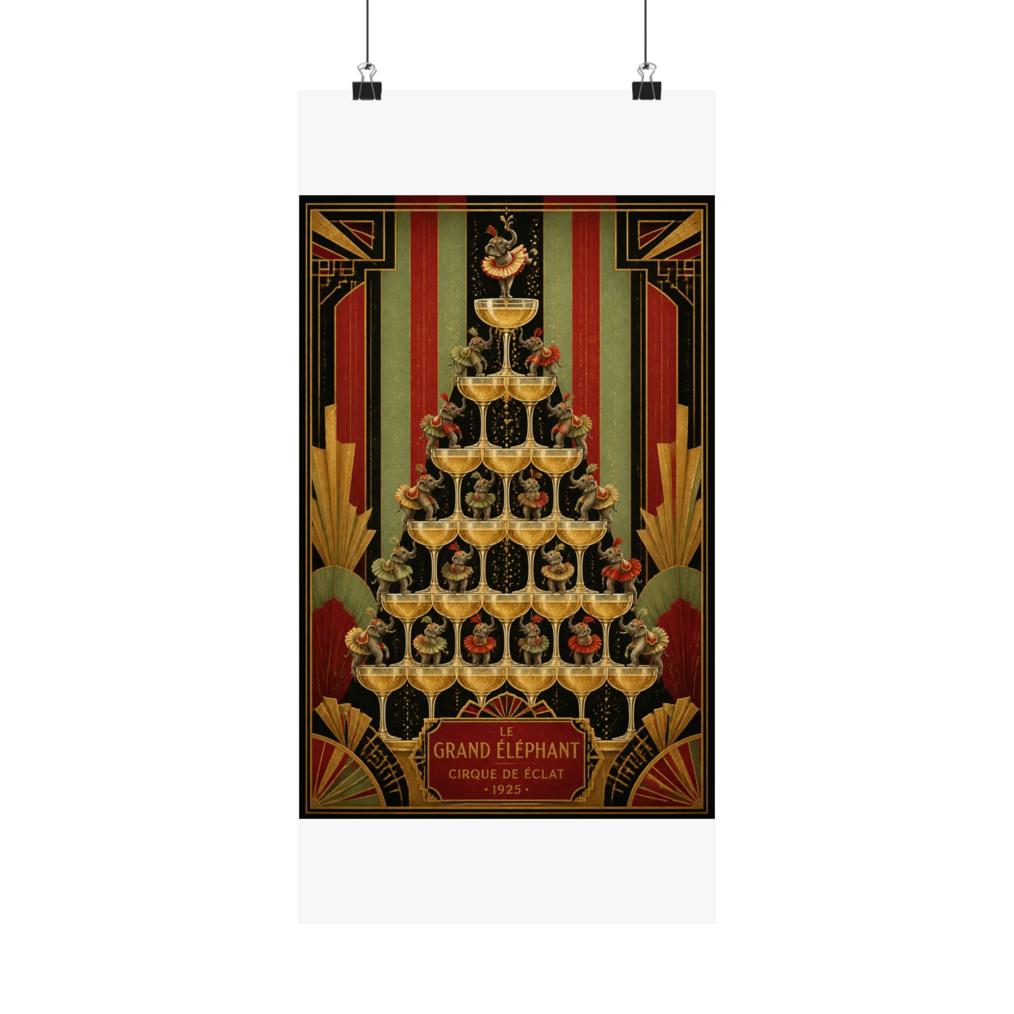 Champagne Tower Elephants Wall Art Poster 18×24 Art Deco Entryway Decor Maximalist Print