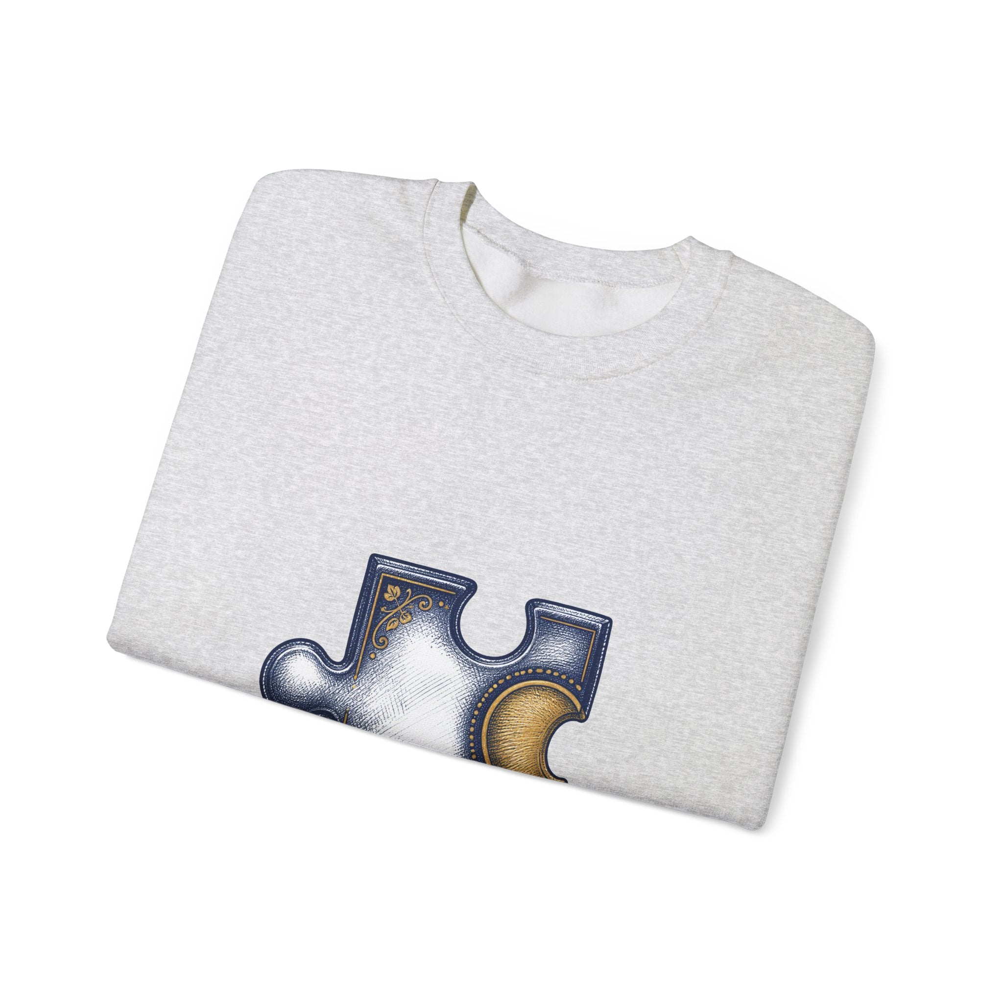 Matching Couple Sweatshirt - Puzzle Pieces Matching Couple Premium Fleece Sweatshirt Hand-Drawn Art His Hers Anniversary Gift - Design A