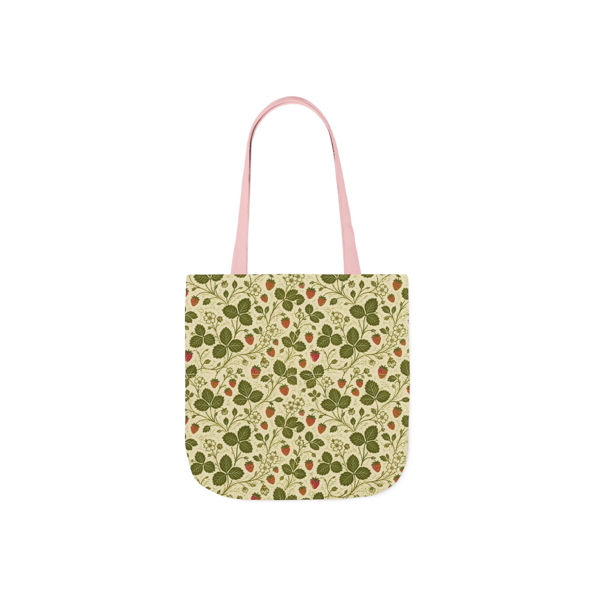 Wild Strawberries Canvas Tote Bag Mediterranean Kitchen Linocut Design Italian Cottagecore Gift