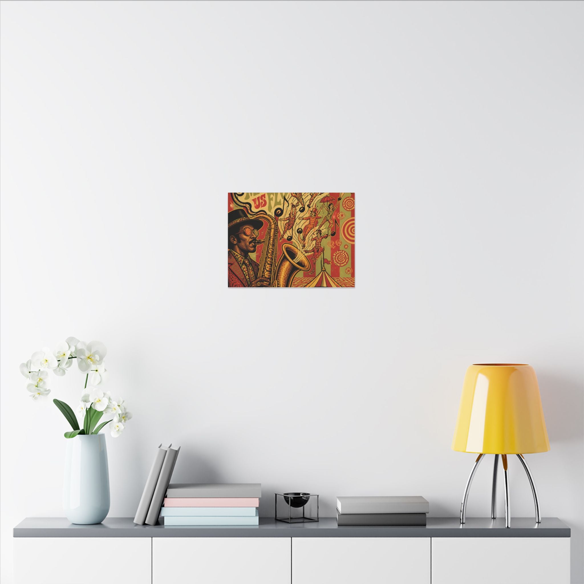 Saxophone Music Circus Wall Art Canvas 24×36 Psychedelic Dining Room Decor Maximalist Print