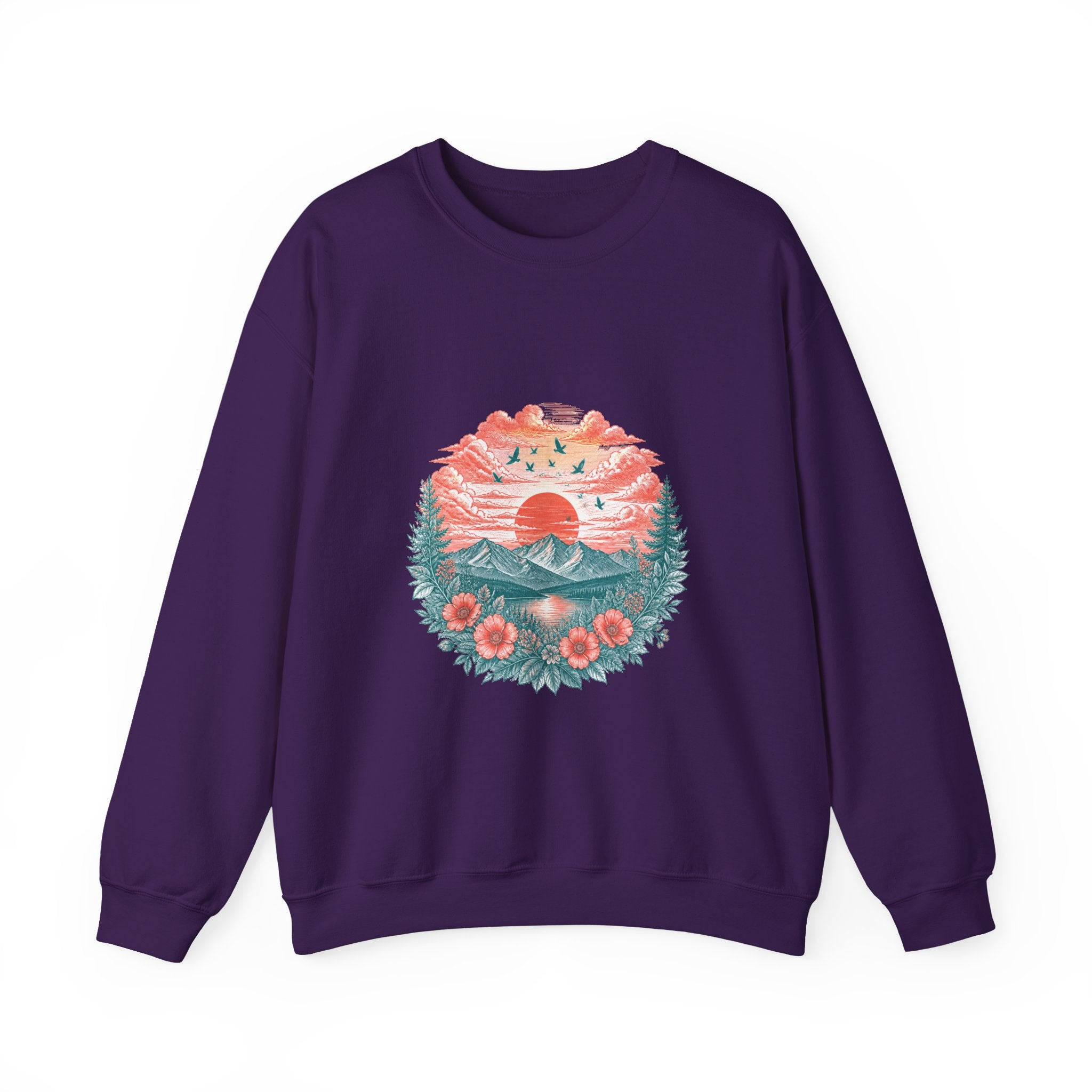 Matching Couple Sweatshirt - Sunrise & Sunset Matching Couple Crewneck Sweatshirt Vintage Art His Hers Wedding Gift - Design B