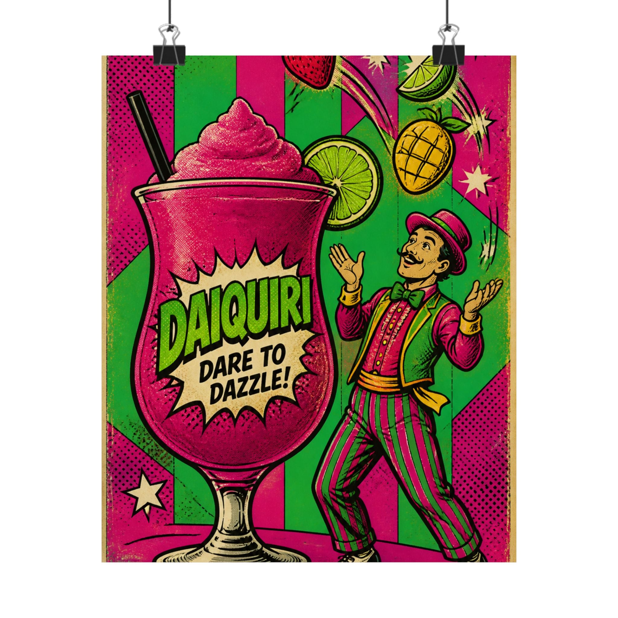 Daiquiri Fruit Juggler Wall Art Poster 24×36 Pop Art Restaurant Decor Maximalist Print