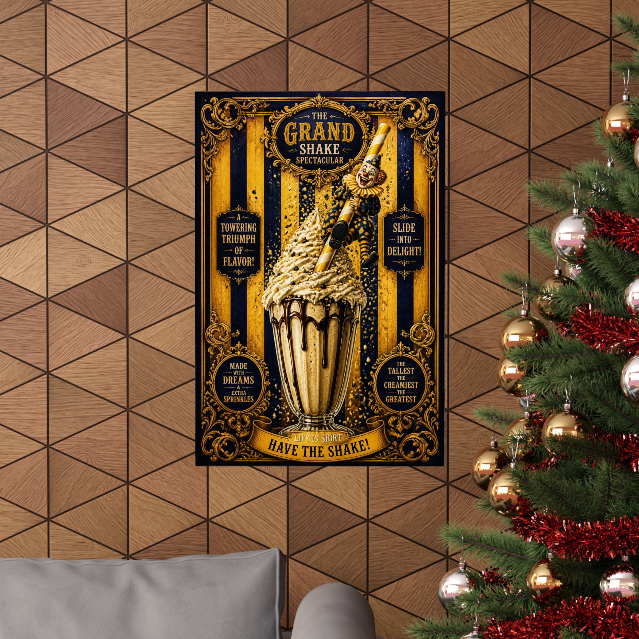 Milkshake Slide Clown Wall Art Poster 24×36 Baroque Studio Decor Maximalist Print