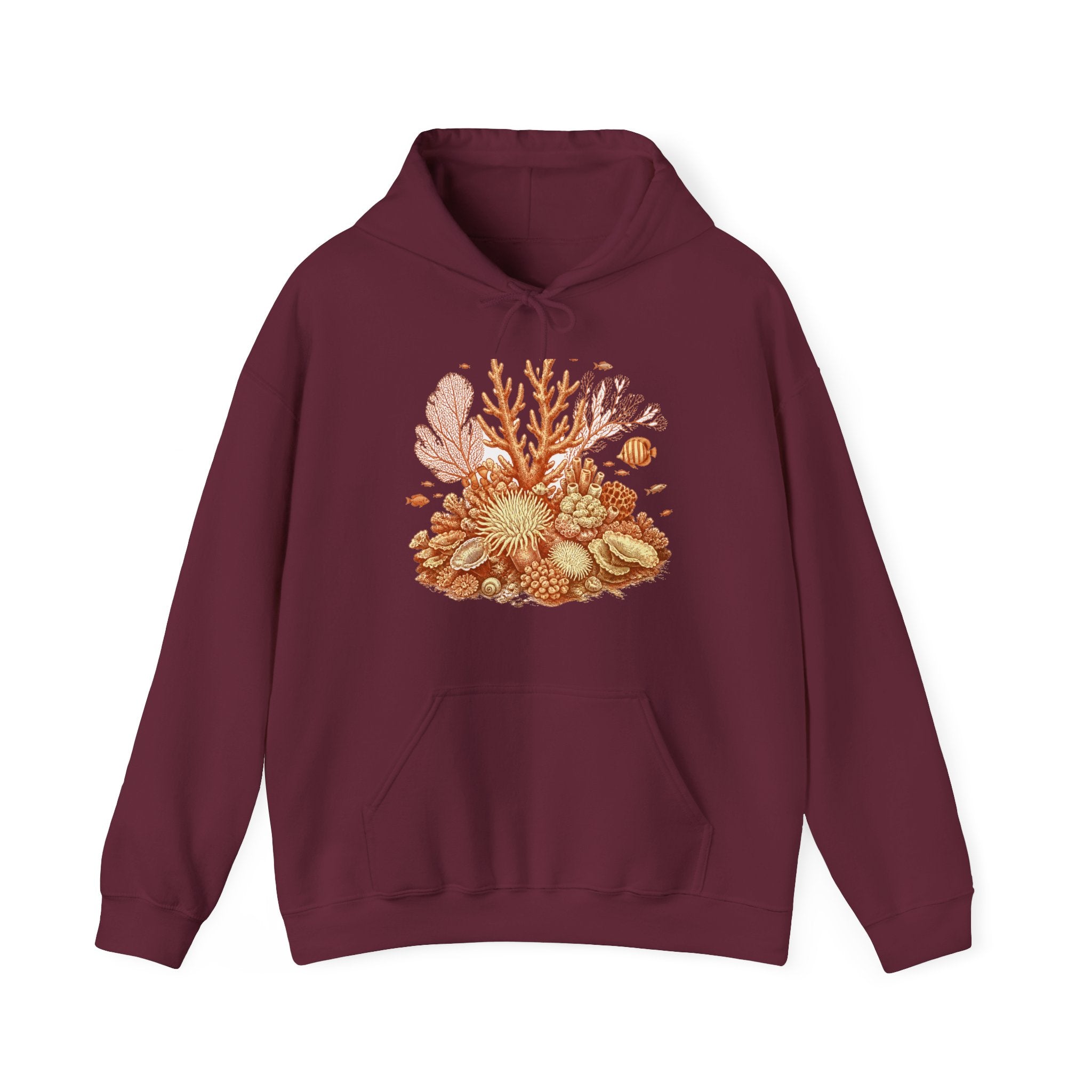 Matching Couple Sweatshirt - Coral Reef & Deep Sea Matching Couple Hooded Sweatshirt Hand-Drawn Art His Hers Best Friend Gift - Design A