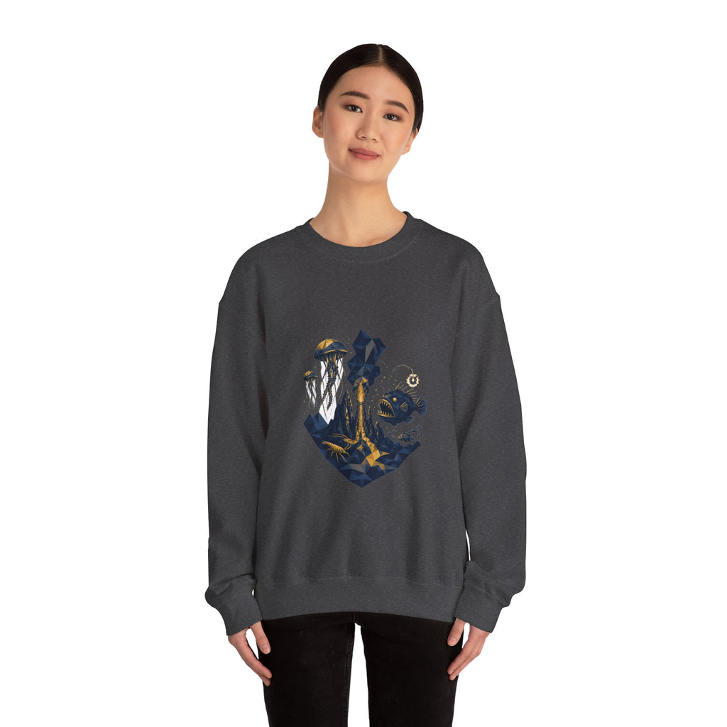 Matching Couple Sweatshirt - Coral Reef & Deep Sea Matching Couple Premium Fleece Sweatshirt Geometric Art His Hers Love Gift - Design B