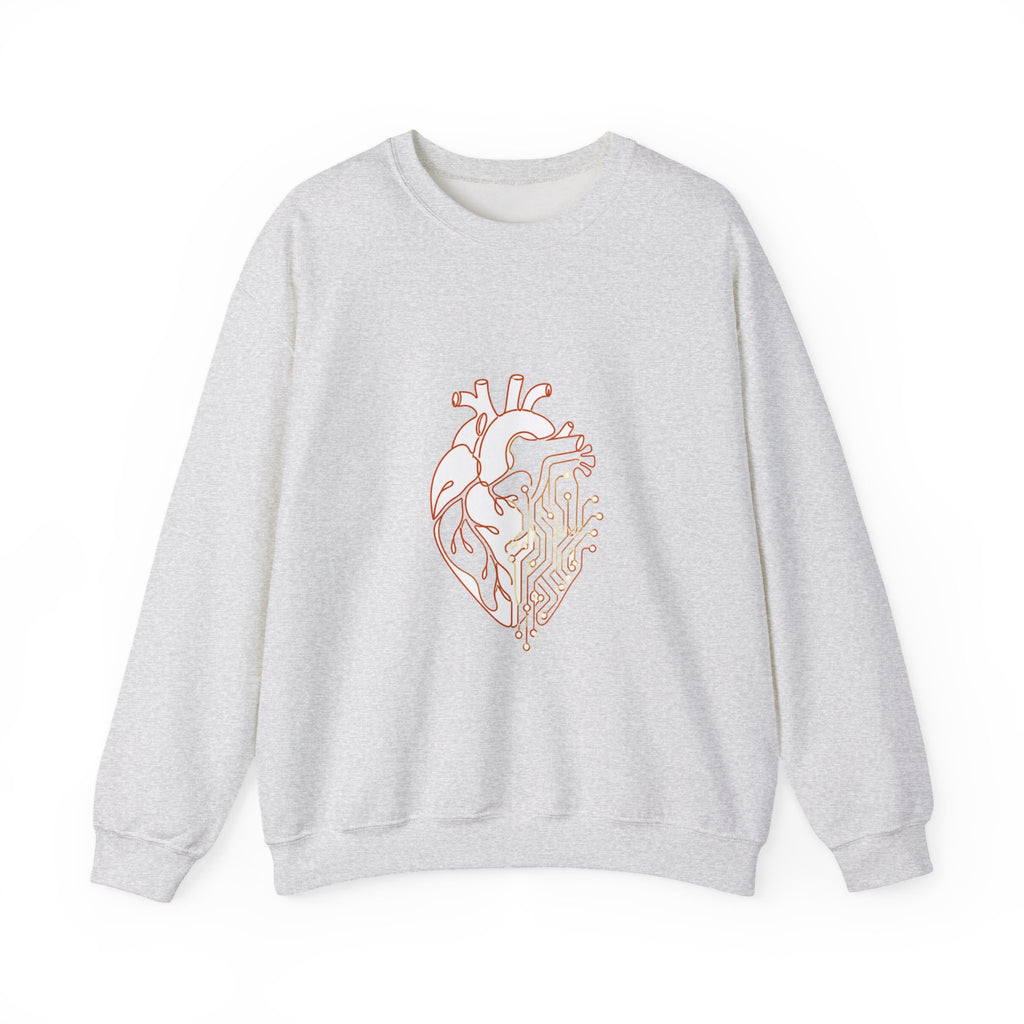 Matching Couple Sweatshirt - Robot & Heart Matching Couple Crewneck Sweatshirt Minimalist Art His Hers Valentine Gift - Design B