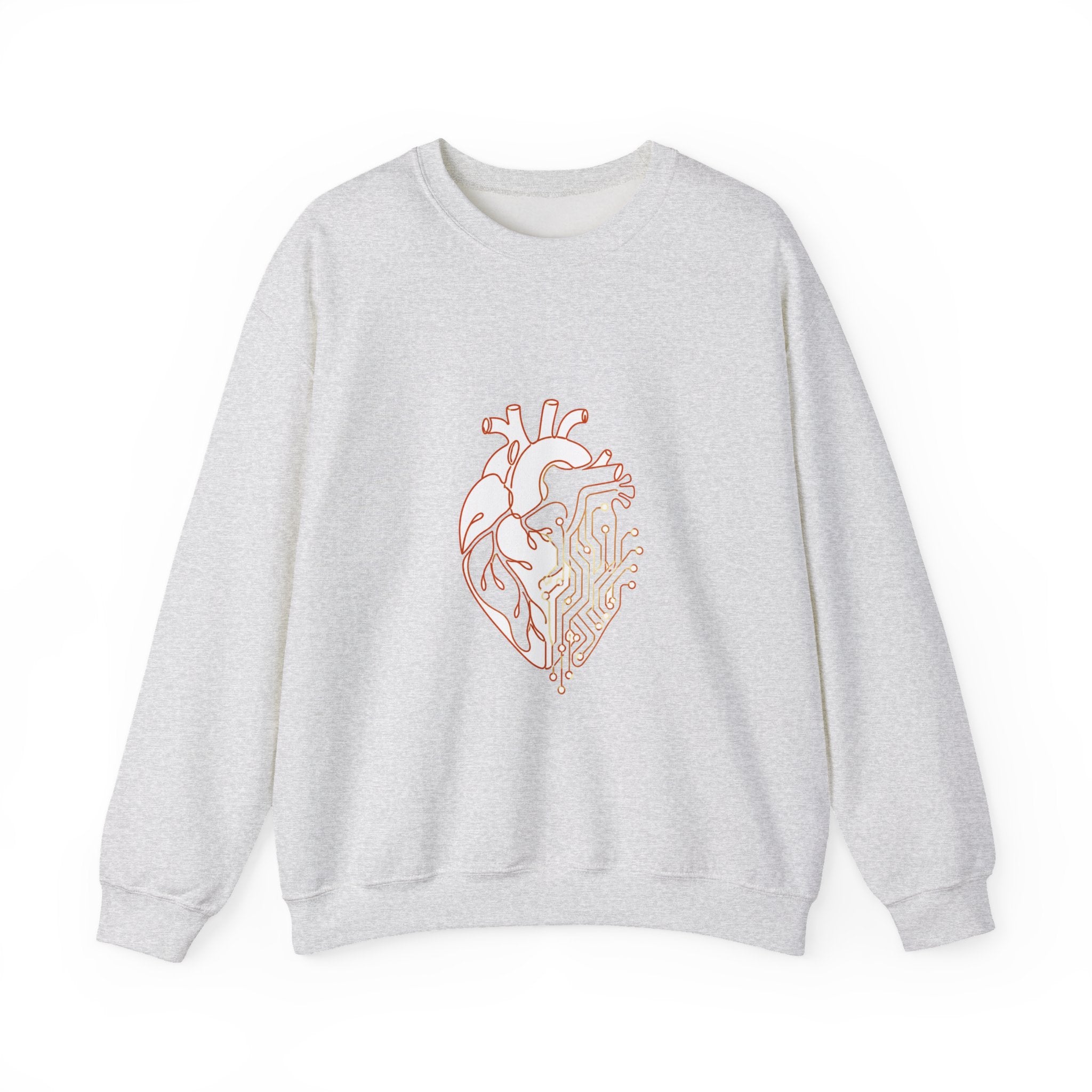 Matching Couple Sweatshirt - Robot & Heart Matching Couple Crewneck Sweatshirt Minimalist Art His Hers Valentine Gift - Design B