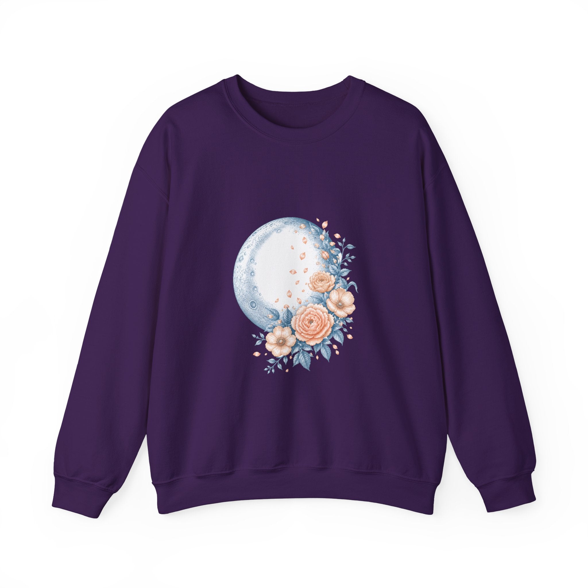 Matching Couple Sweatshirt - Waxing & Waning Moon Matching Couple Crewneck Sweatshirt Vintage Art His Hers Wedding Gift - Design B