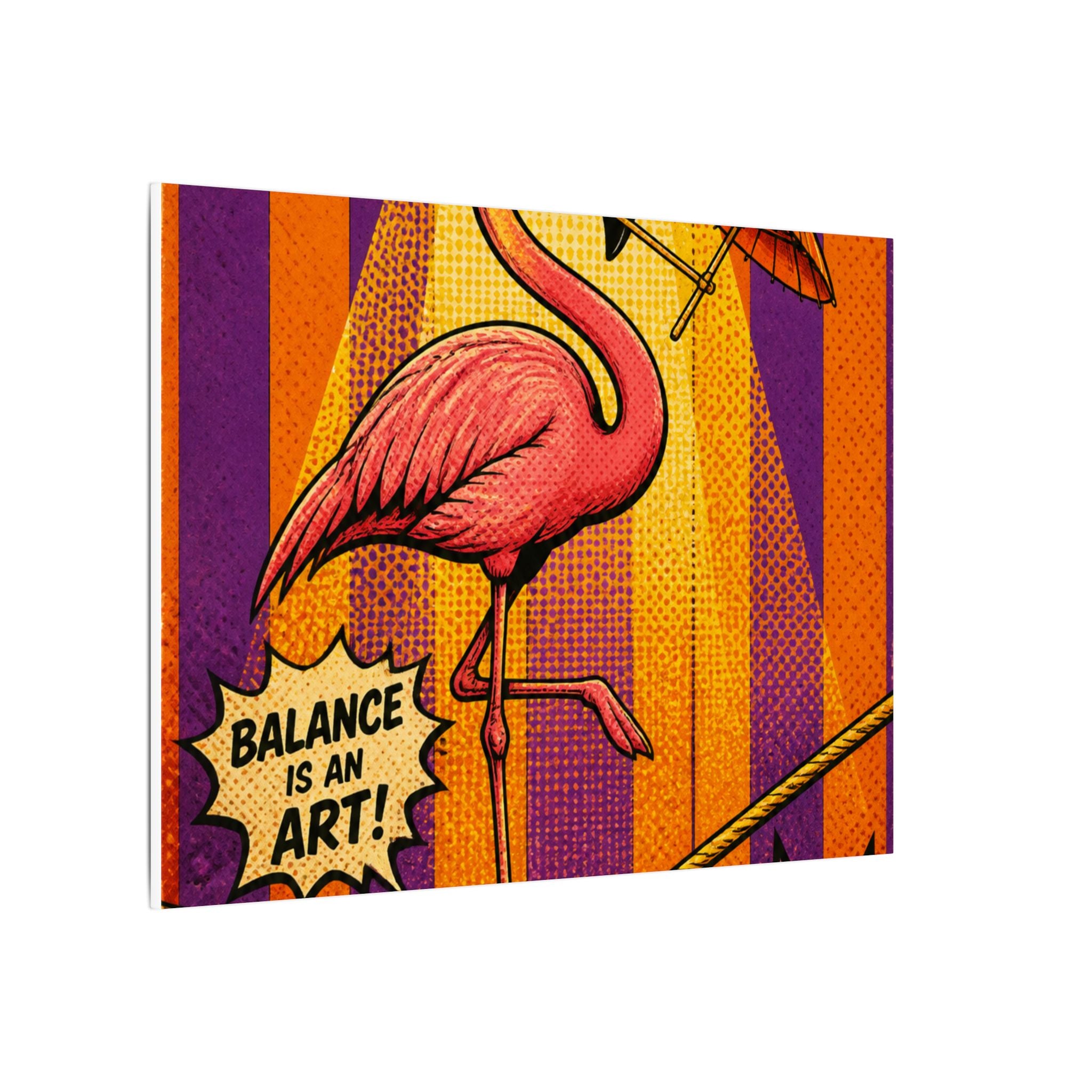 Flamingo Tightrope Wall Art Canvas 24×36 Pop Art Restaurant Decor Maximalist Print