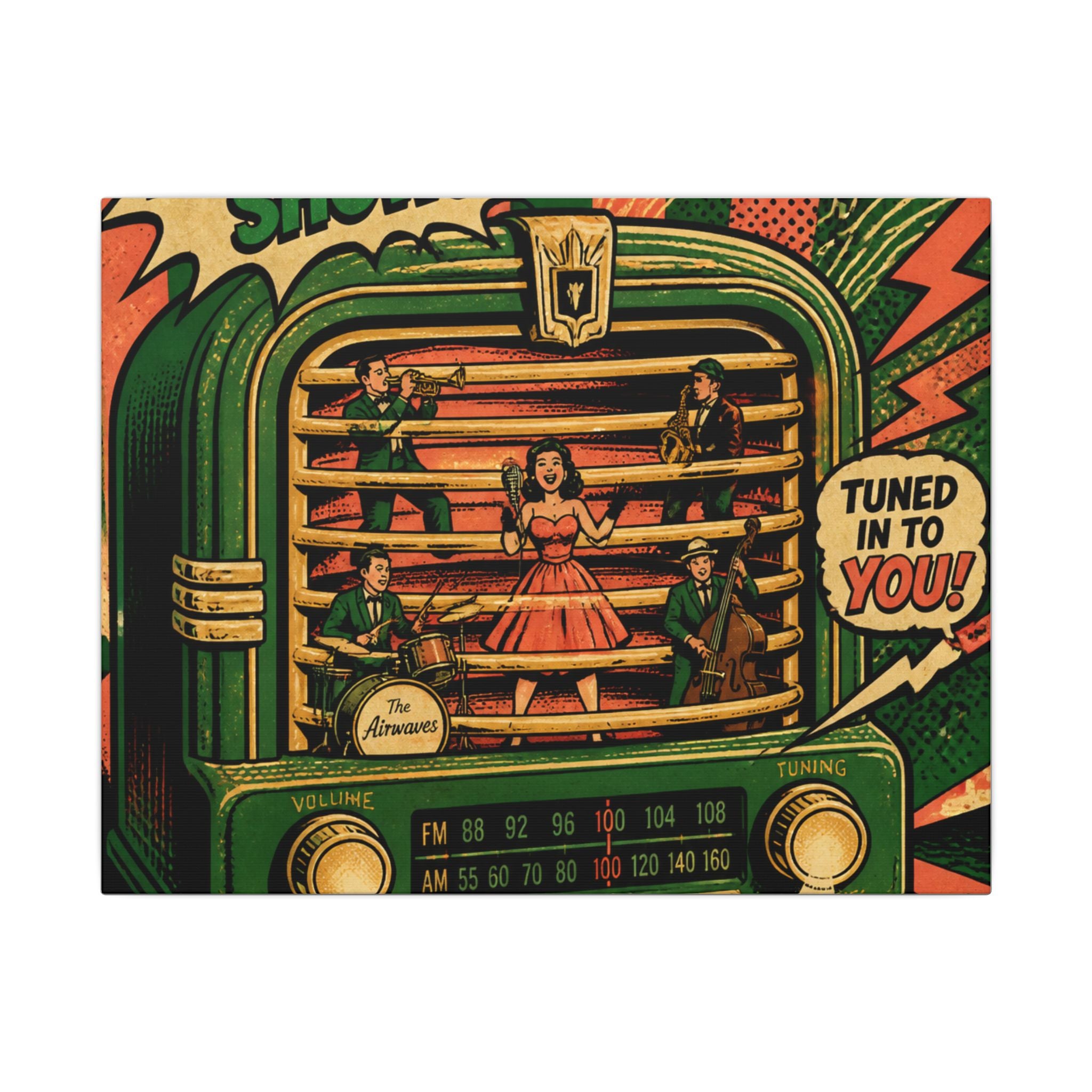 Vintage Radio Stage Wall Art Canvas 24×36 Pop Art Restaurant Decor Maximalist Print