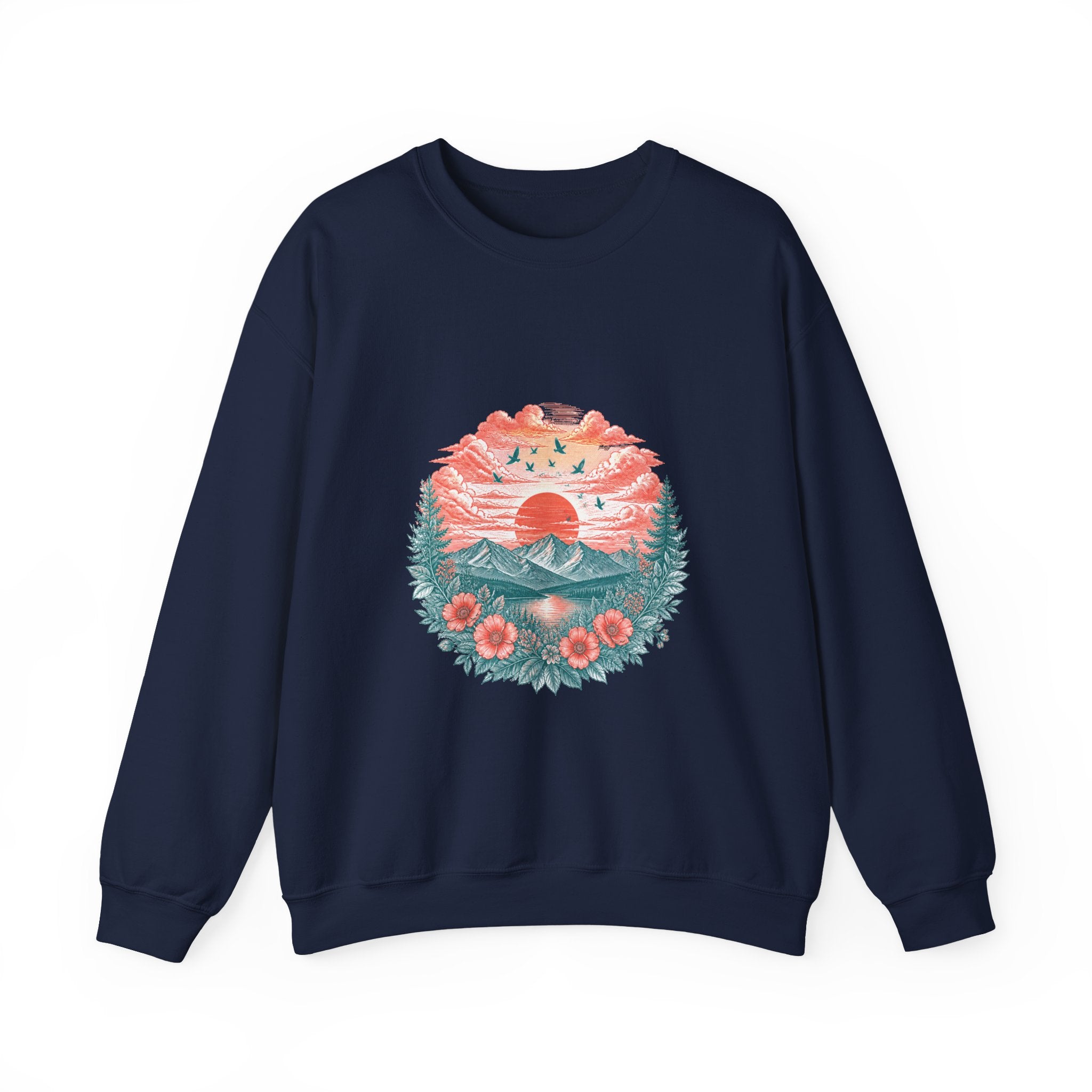 Matching Couple Sweatshirt - Sunrise & Sunset Matching Couple Crewneck Sweatshirt Vintage Art His Hers Wedding Gift - Design B
