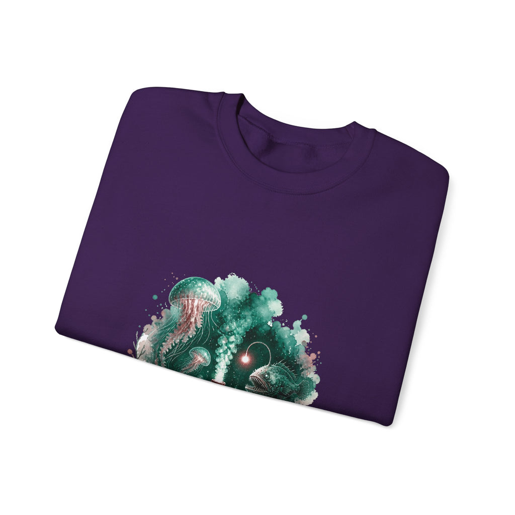 Matching Couple Sweatshirt - Coral Reef & Deep Sea Matching Couple Premium Fleece Sweatshirt Watercolor Art His Hers Birthday Gift - Design B