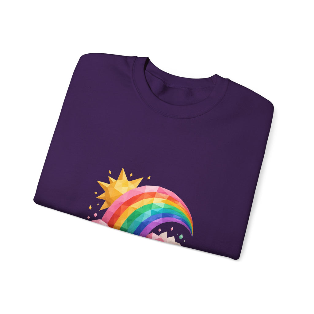 Matching Couple Sweatshirt - Storm & Rainbow Matching Couple Comfort Colors Crew Geometric Art His Hers Love Gift - Design B