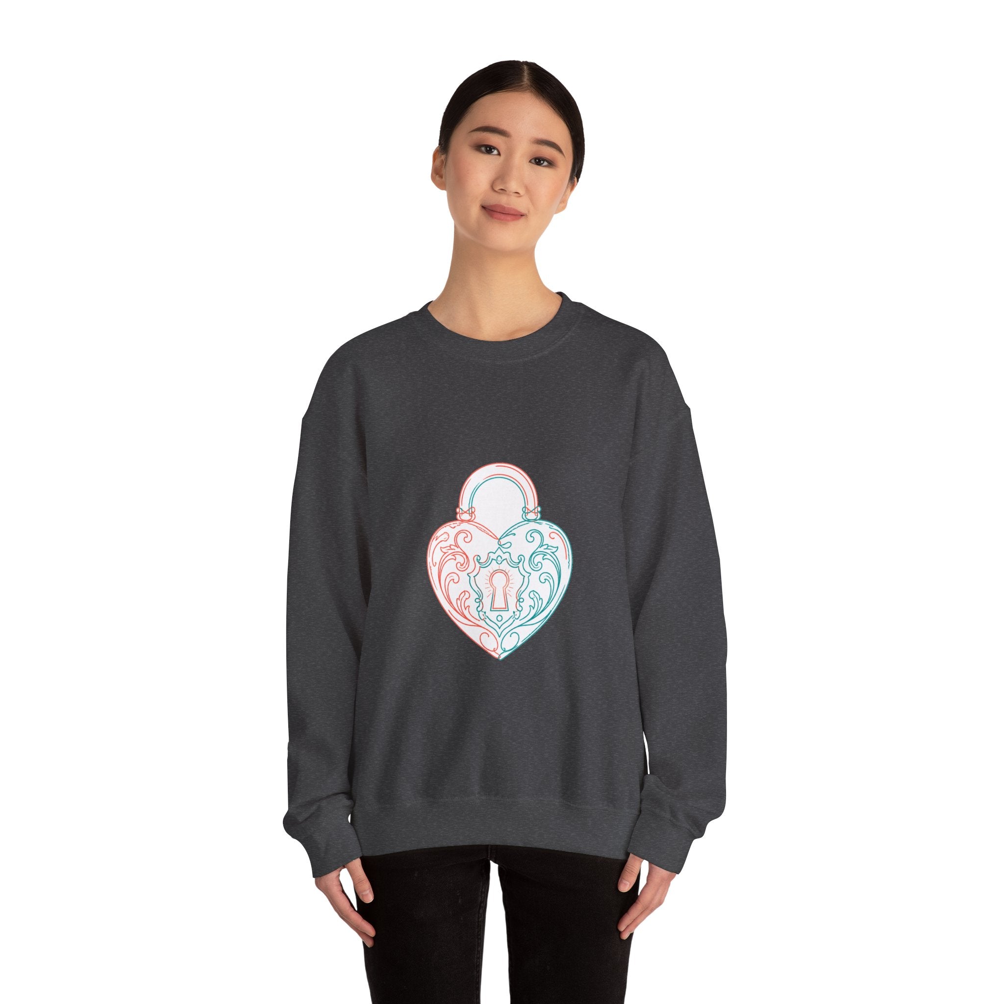 Matching Couple Sweatshirt - Key & Lock Matching Couple Crewneck Sweatshirt Minimalist Art His Hers Valentine Gift - Design B