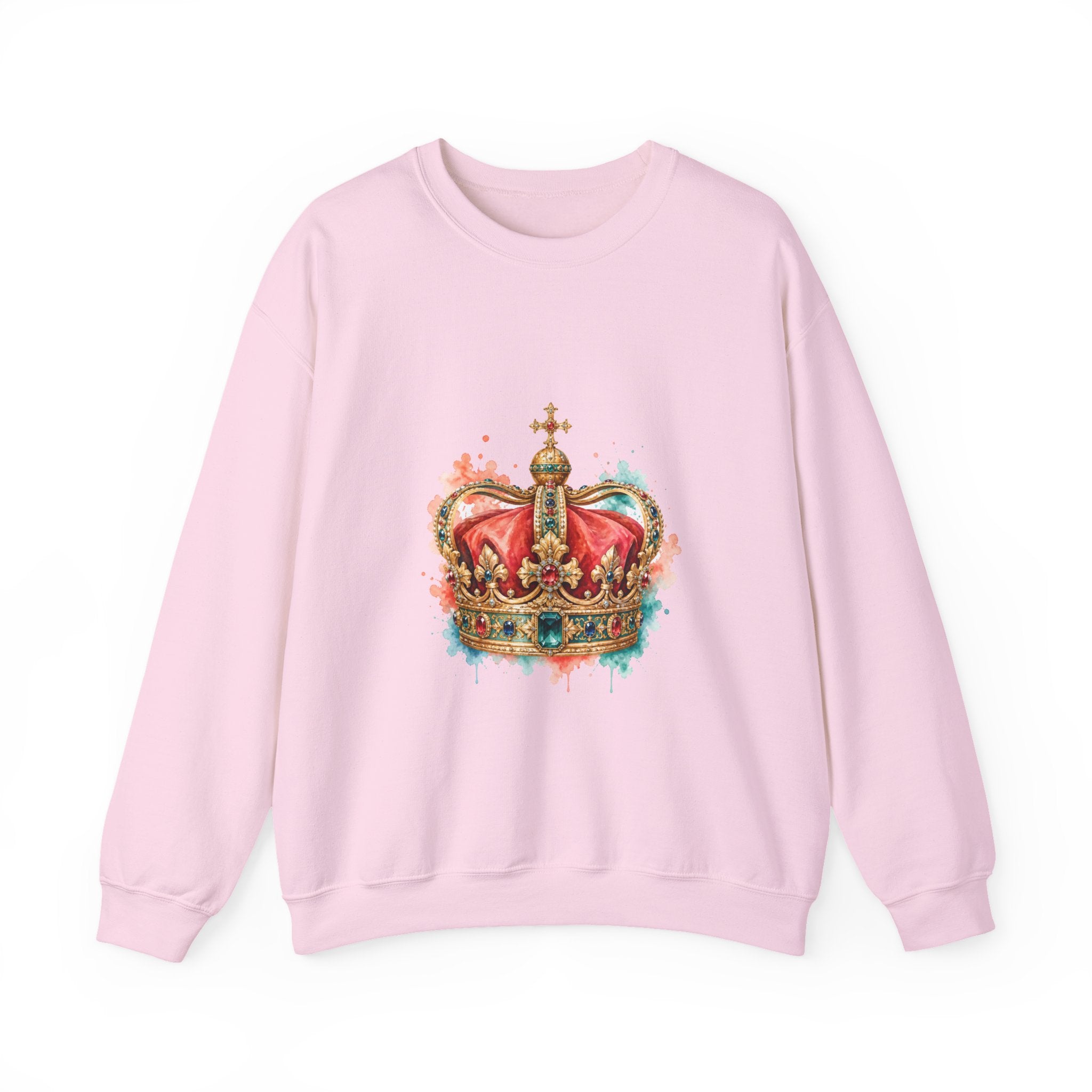 Matching Couple Sweatshirt - Crown & Shield Matching Couple Comfort Colors Crew Watercolor Art His Hers Birthday Gift - Design A