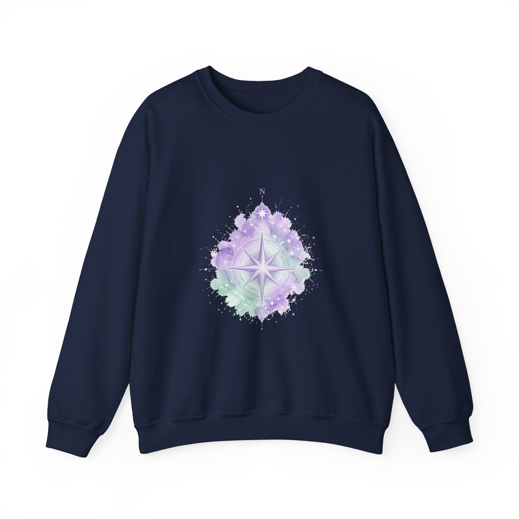 Matching Couple Sweatshirt - Shooting Star & North Star Matching Couple Crewneck Sweatshirt Watercolor Art His Hers Engagement Gift - Design B
