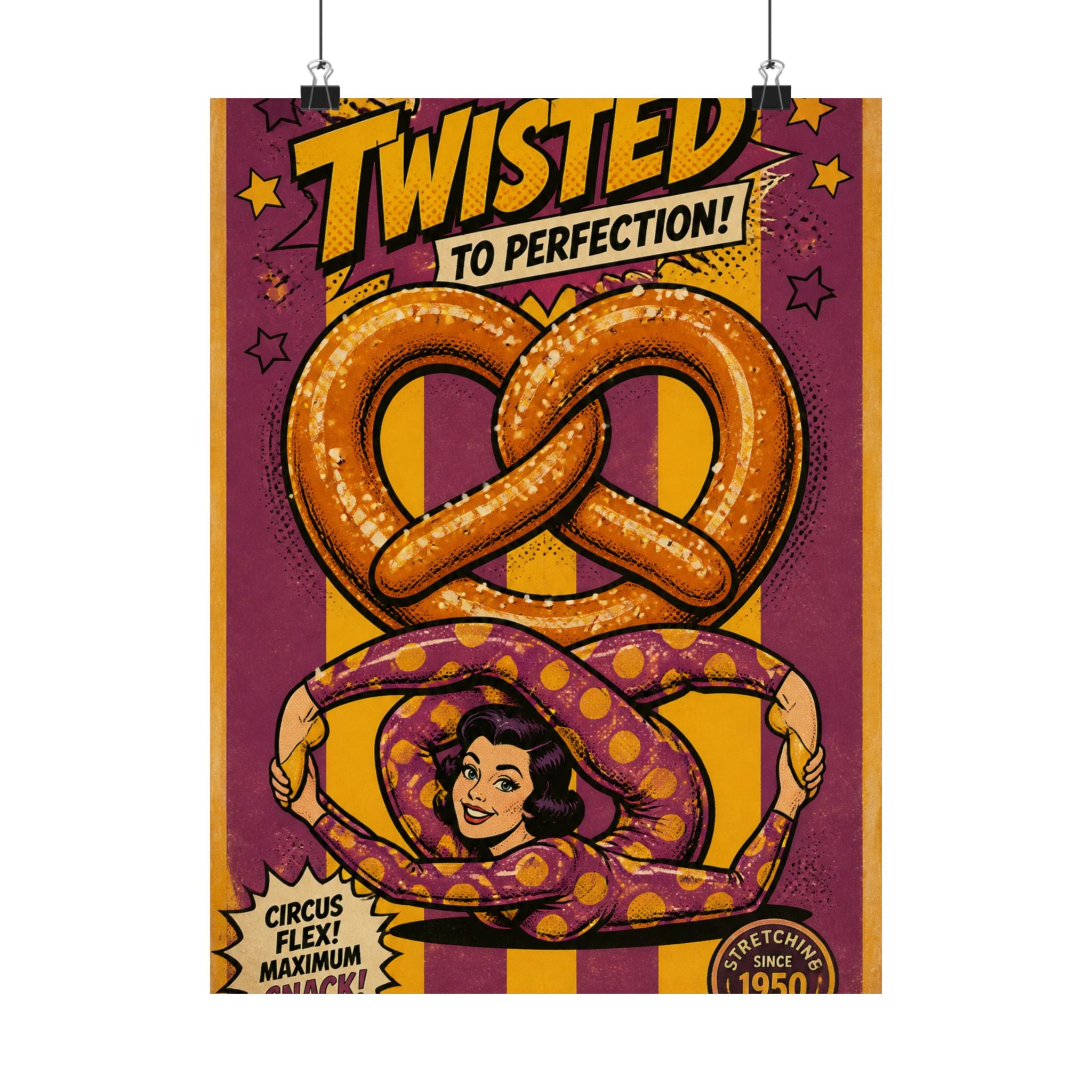 Pretzel Contortionist Wall Art Poster 18×24 Pop Art Living Room Decor Maximalist Print