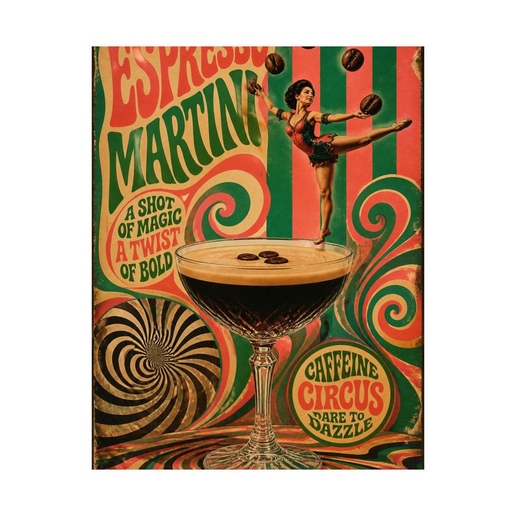Espresso Martini Acrobat Wall Art Poster 24×36 Psychedelic Dining Room Decor Maximalist Print