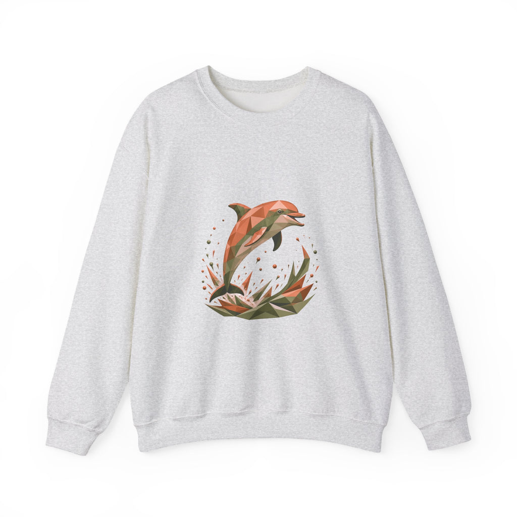 Matching Couple Sweatshirt - Shark & Dolphin Matching Couple Crewneck Sweatshirt Geometric Art His Hers Couple Gift - Design B