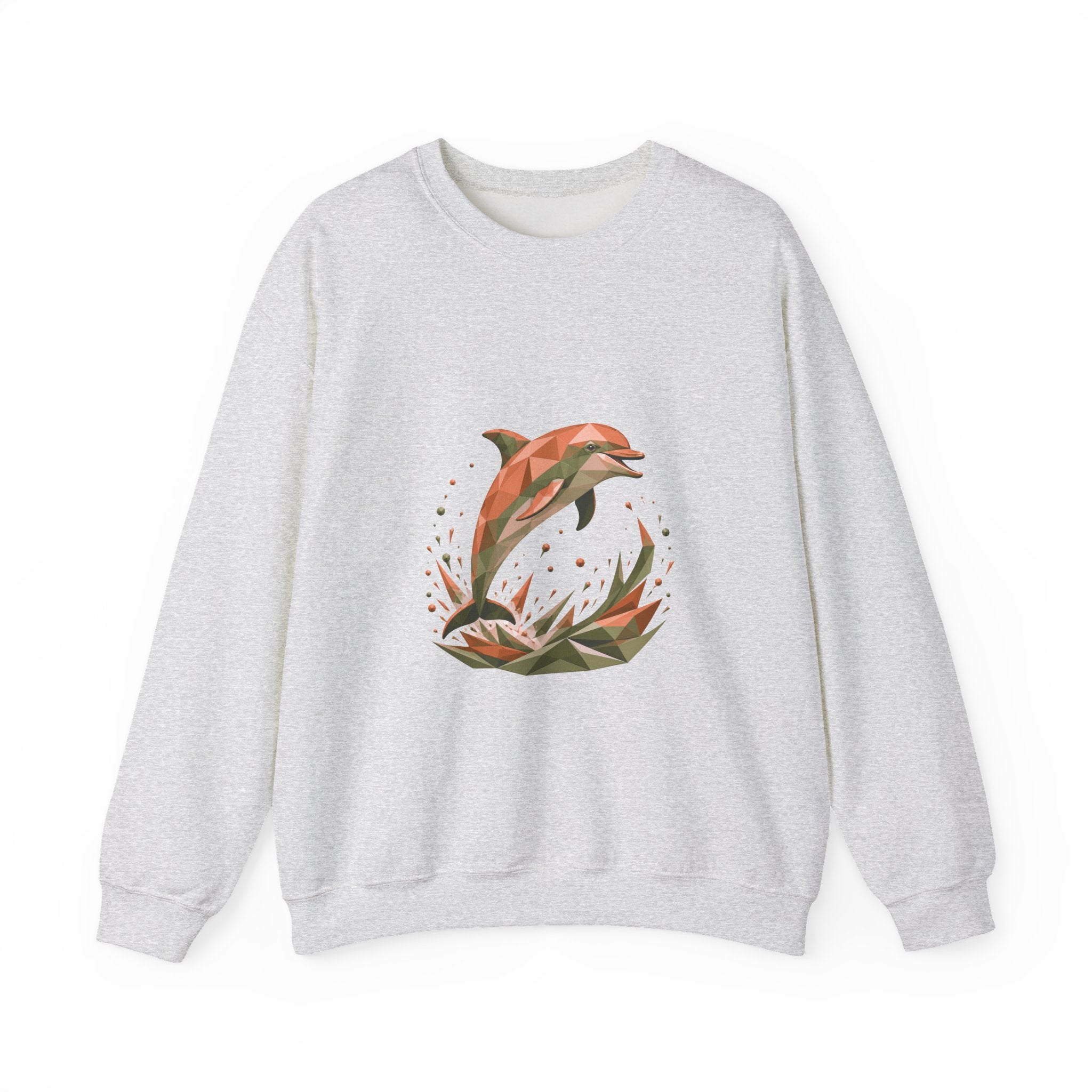 Matching Couple Sweatshirt - Shark & Dolphin Matching Couple Crewneck Sweatshirt Geometric Art His Hers Couple Gift - Design B