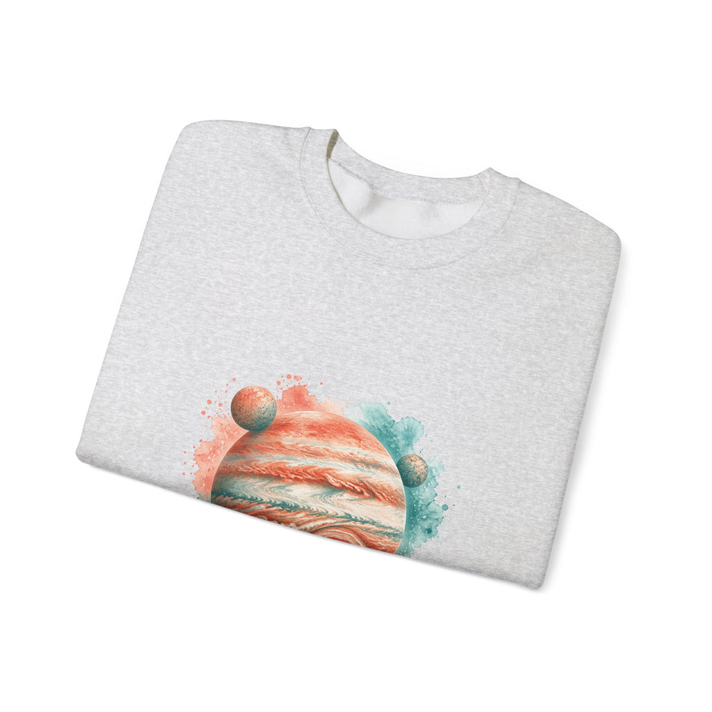 Matching Couple Sweatshirt - Saturn & Jupiter Matching Couple Premium Fleece Sweatshirt Watercolor Art His Hers Birthday Gift - Design B