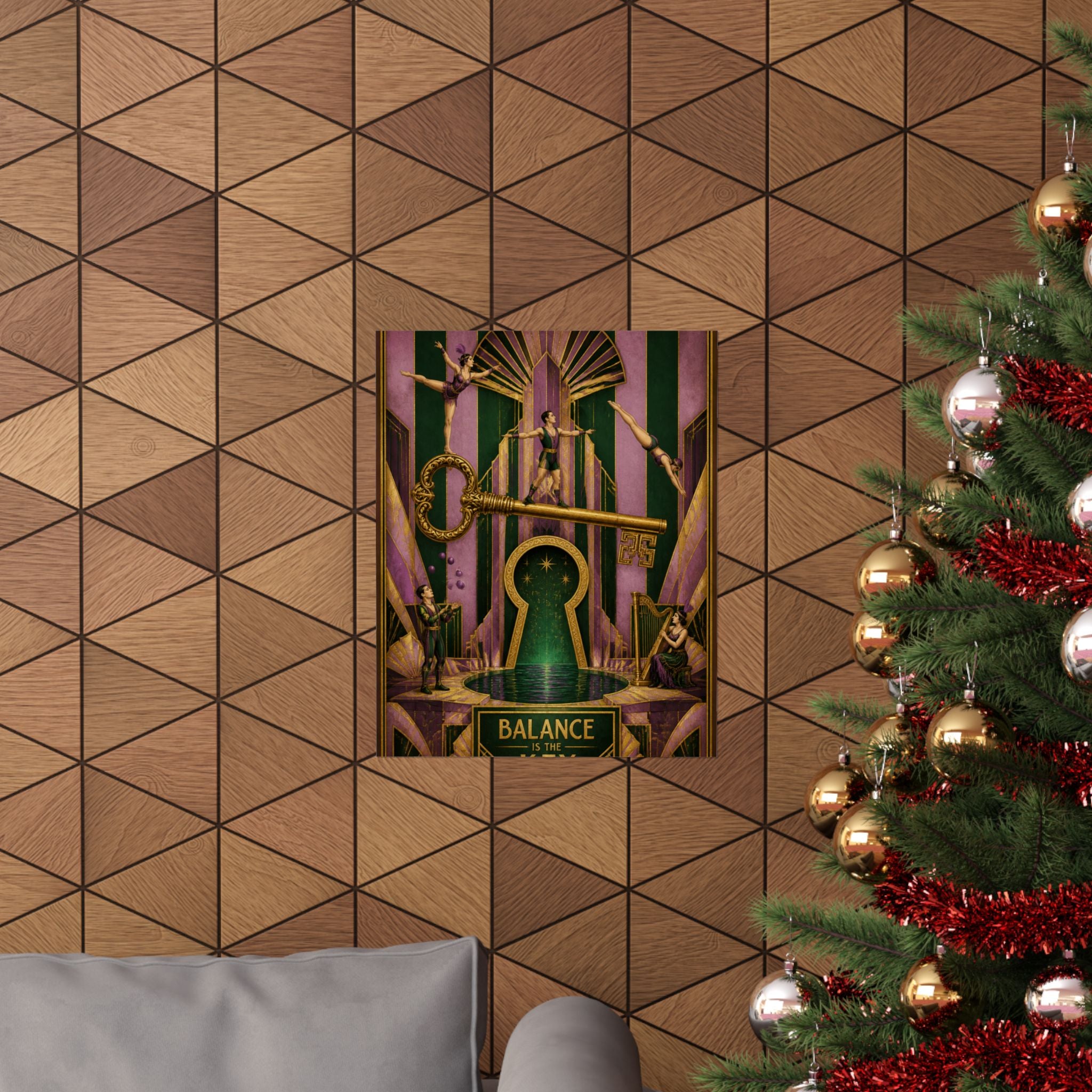 Giant Key Performance Wall Art Poster 18×24 Art Deco Entryway Decor Maximalist Print