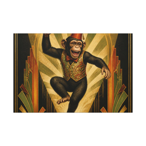 Dancing Monkey Wall Art Canvas 16×20 Art Deco Entryway Decor Maximalist Print