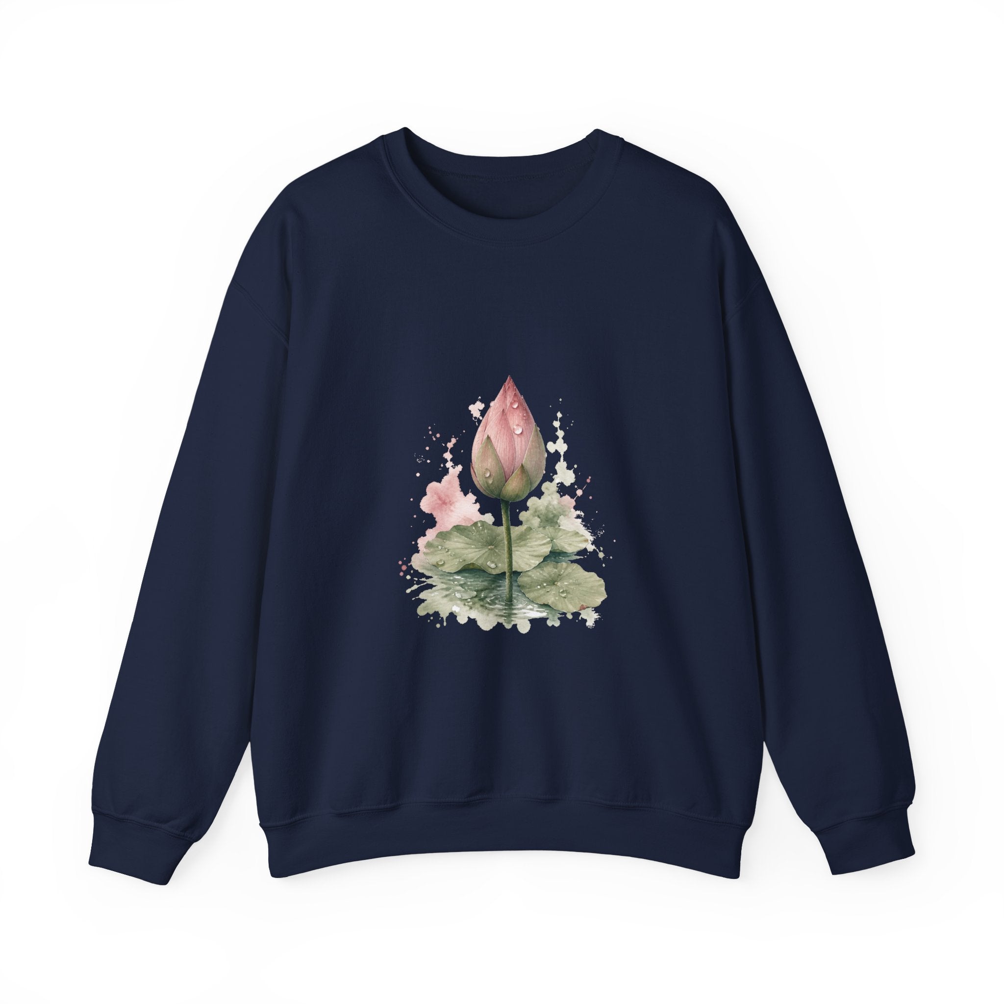 Matching Couple Sweatshirt - Open & Closed Lotus Matching Couple Premium Fleece Sweatshirt Watercolor Art His Hers Birthday Gift - Design B