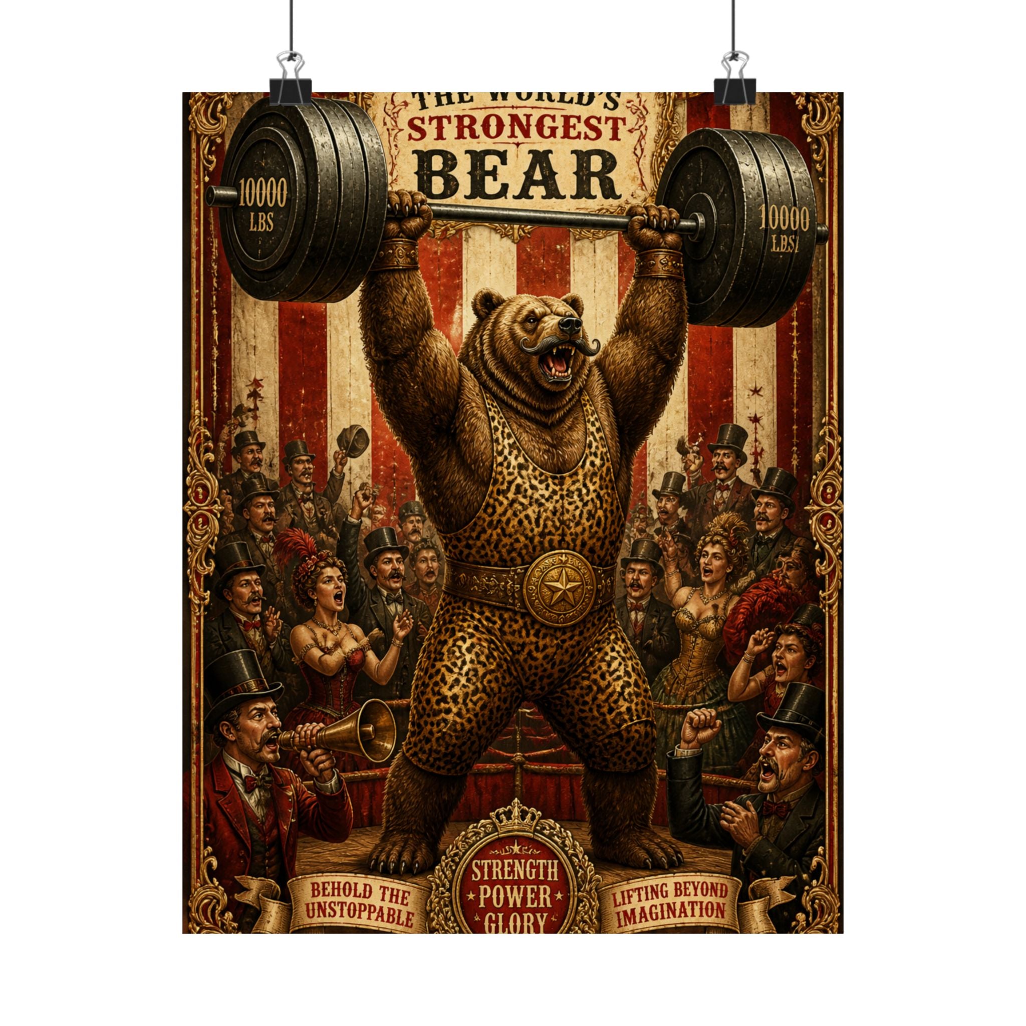 Strongman Bear Wall Art Poster 18×24 Baroque Home Office Decor Maximalist Print