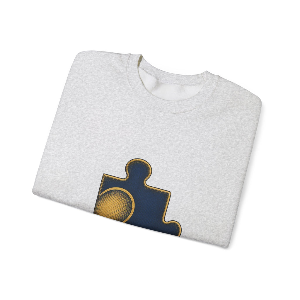Matching Couple Sweatshirt - Puzzle Pieces Matching Couple Premium Fleece Sweatshirt Hand-Drawn Art His Hers Anniversary Gift - Design B