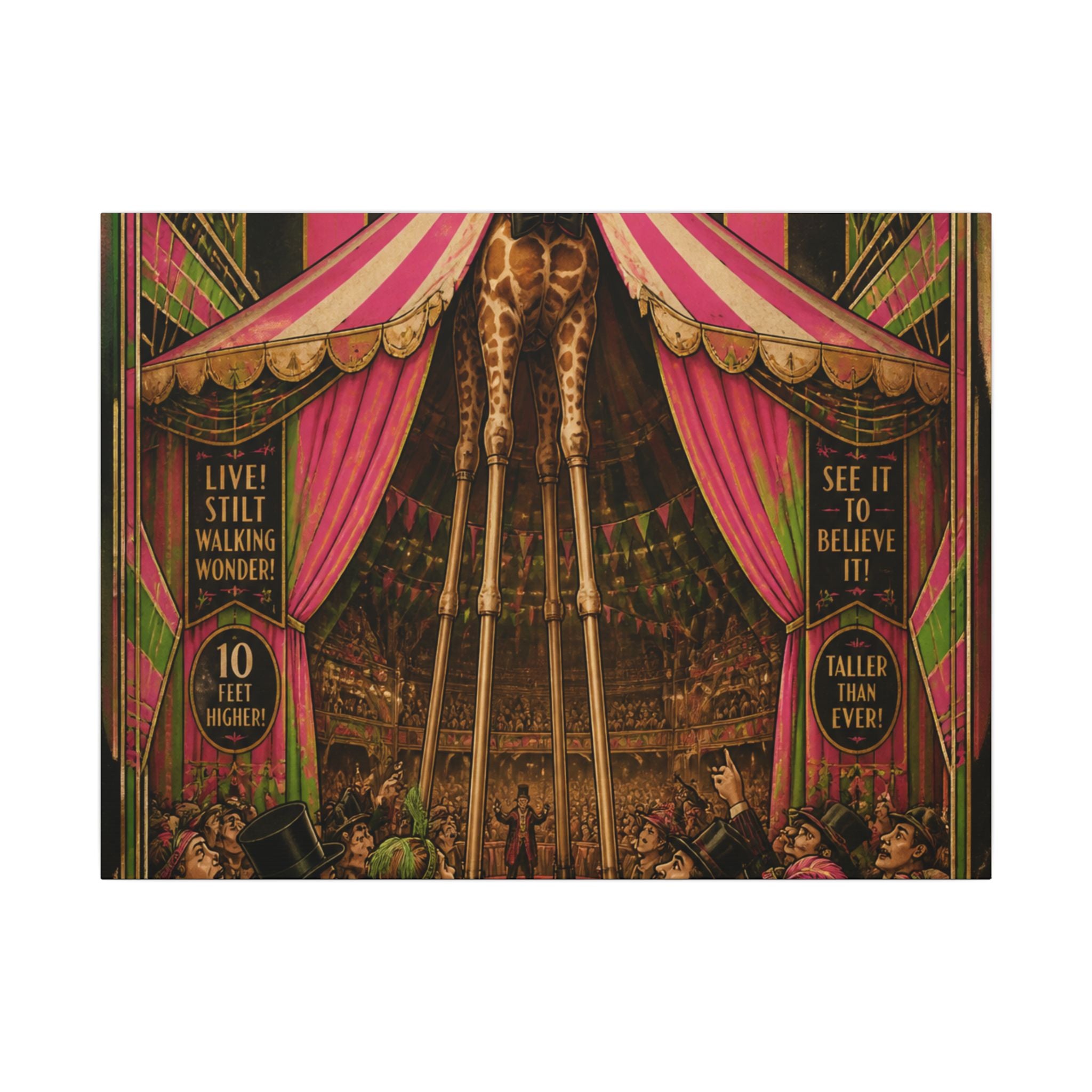 Giraffe on Stilts Wall Art Canvas 24×36 Art Deco Bar Area Decor Maximalist Print