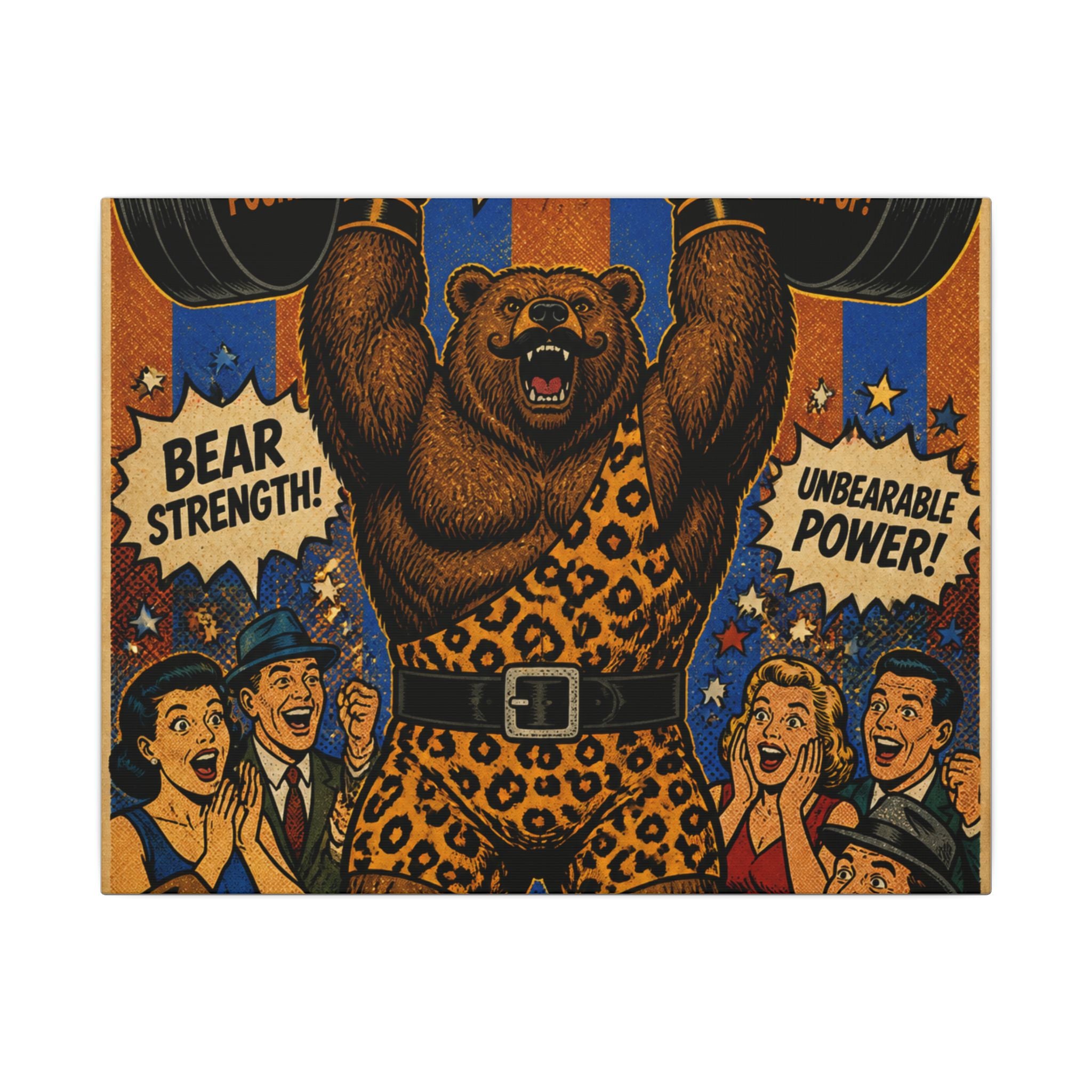 Strongman Bear Wall Art Canvas 16×20 Pop Art Living Room Decor Maximalist Print