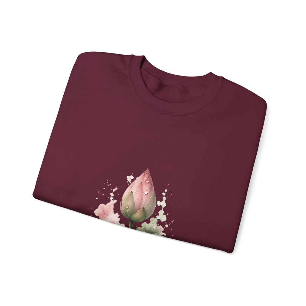 Matching Couple Sweatshirt - Open & Closed Lotus Matching Couple Premium Fleece Sweatshirt Watercolor Art His Hers Birthday Gift - Design B