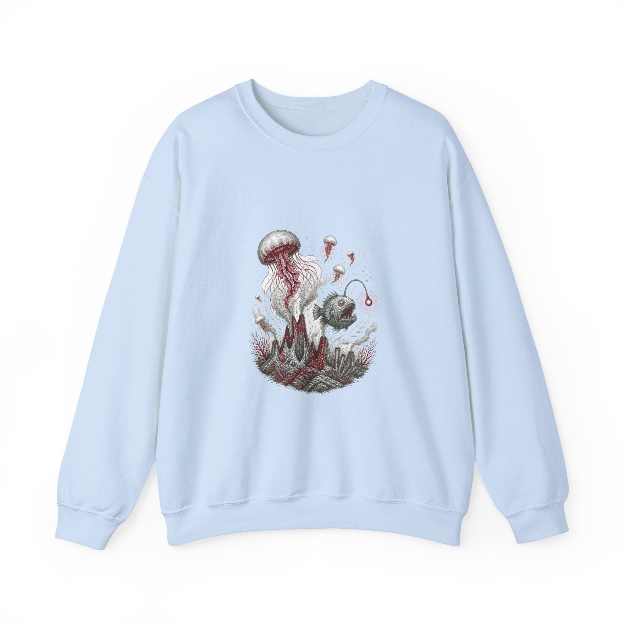 Matching Couple Sweatshirt - Coral Reef & Deep Sea Matching Couple Comfort Colors Crew Hand-Drawn Art His Hers Anniversary Gift - Design B