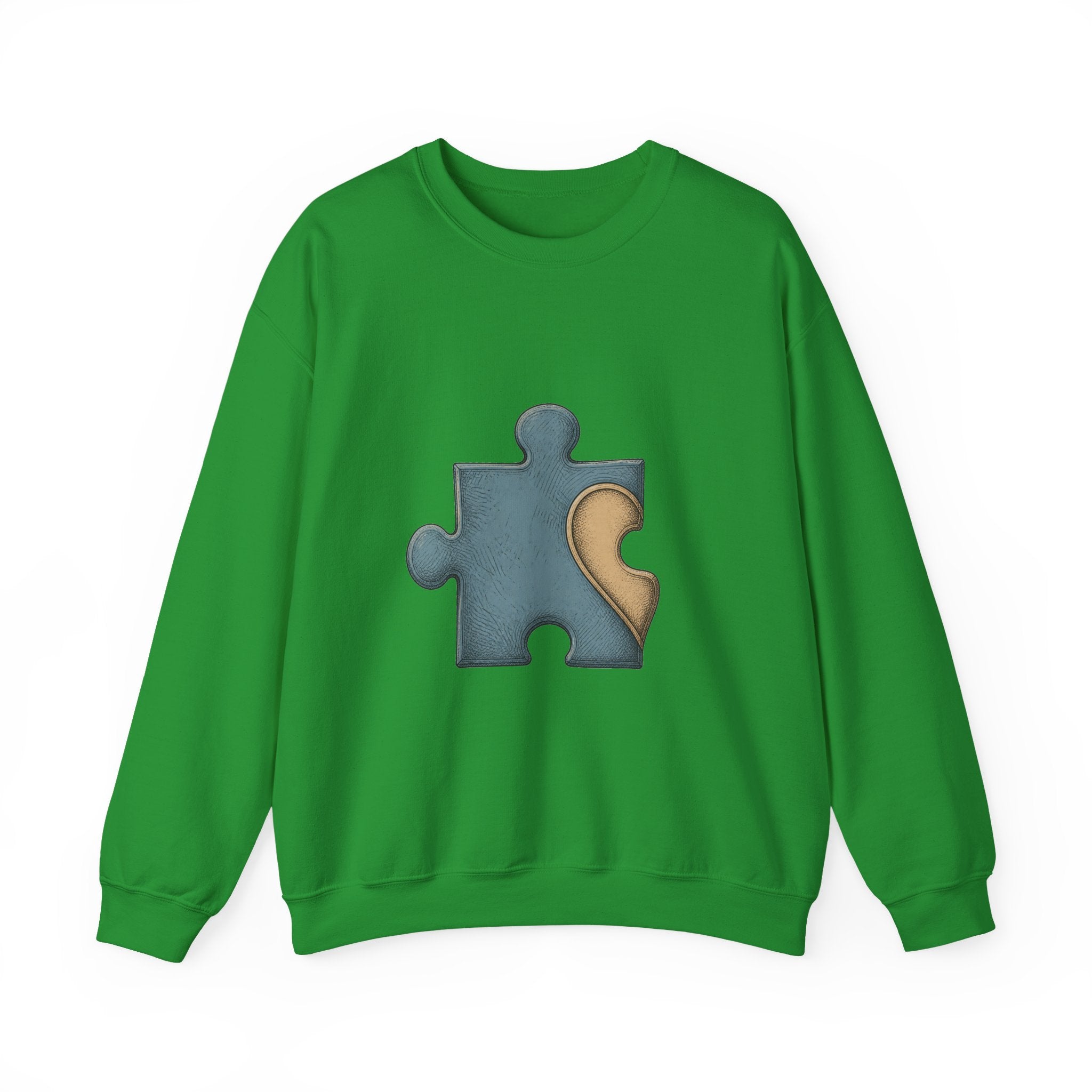 Matching Couple Sweatshirt - Puzzle Pieces Matching Couple Comfort Colors Crew Hand-Drawn Art His Hers Anniversary Gift - Design A