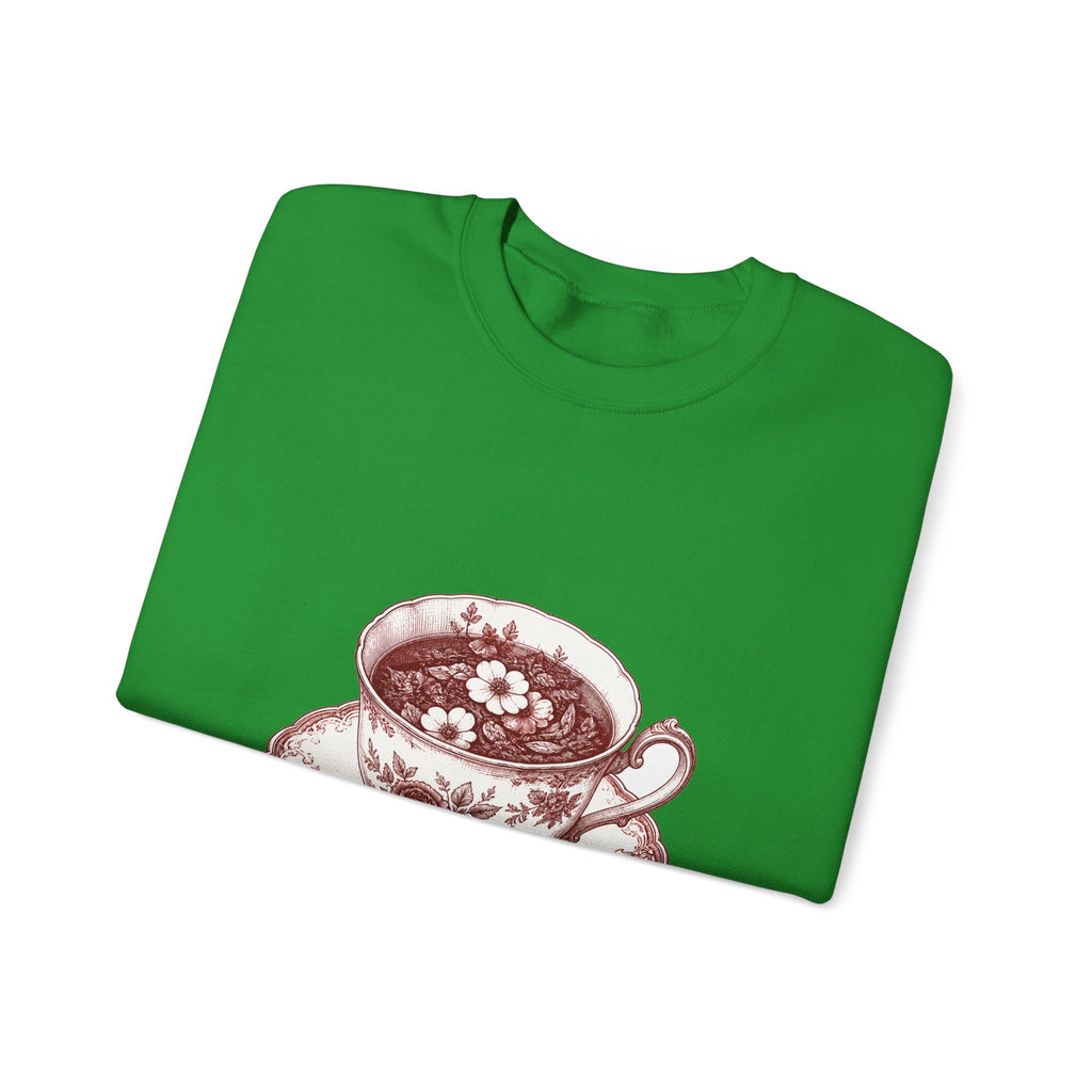Matching Couple Sweatshirt - Coffee & Tea Matching Couple Comfort Colors Crew Hand-Drawn Art His Hers Anniversary Gift - Design B