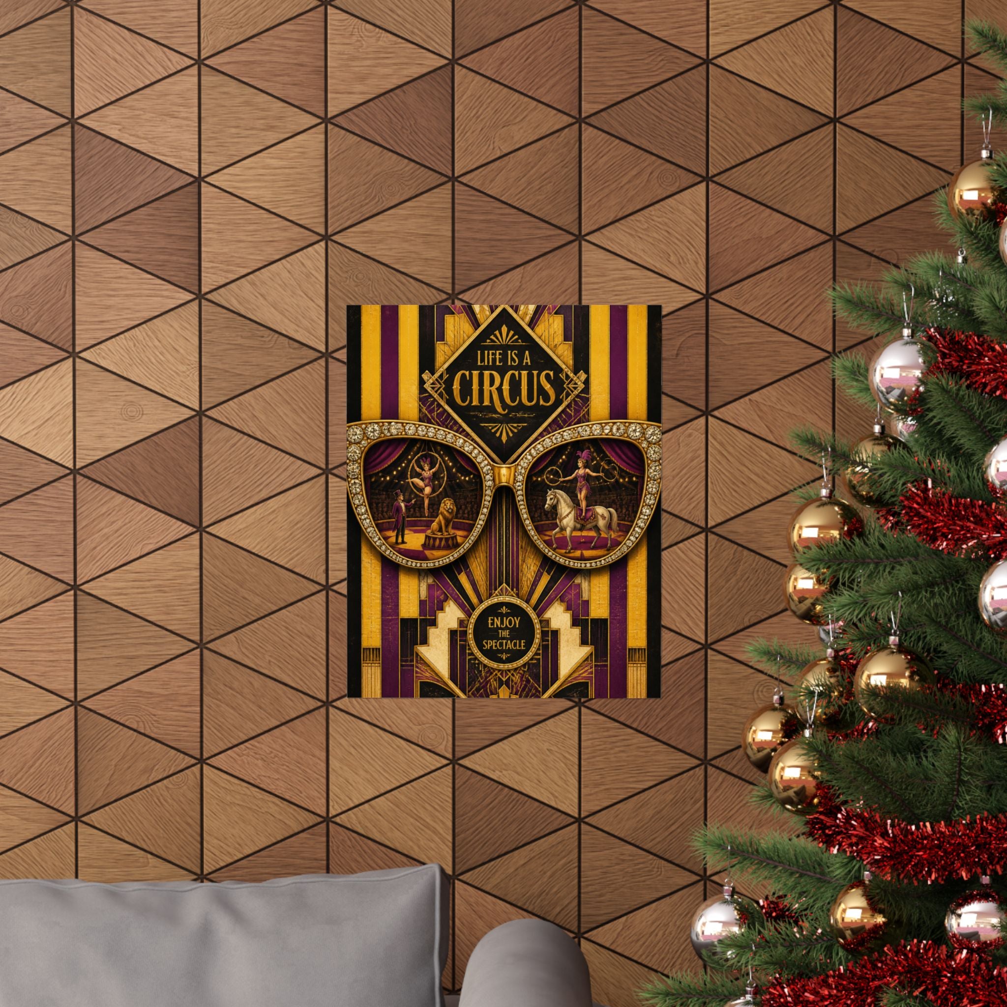 Sunglasses Circus Ring Wall Art Poster 18×24 Art Deco Entryway Decor Maximalist Print