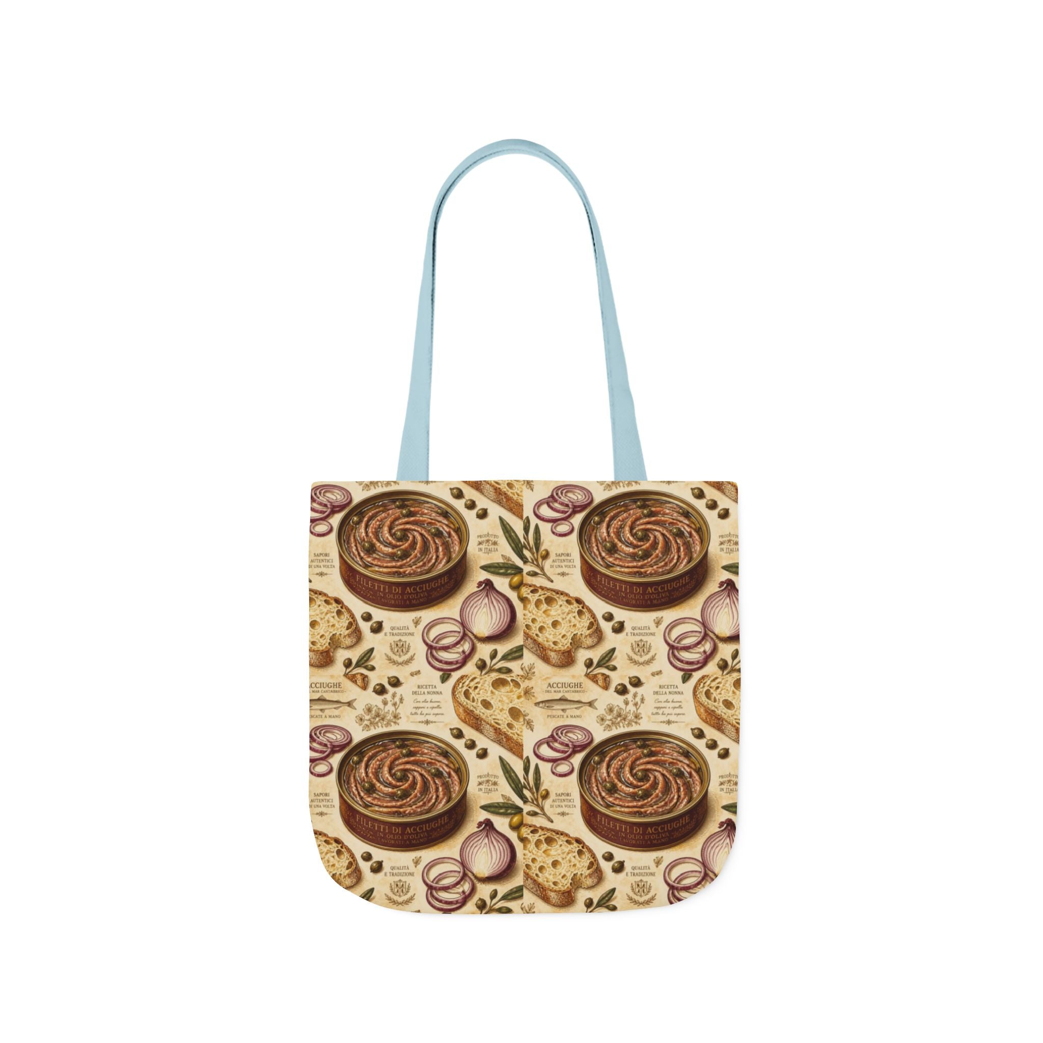 Anchovies & Capers Canvas Tote Bag Mediterranean Kitchen Botanical Design Italian Cottagecore Gift