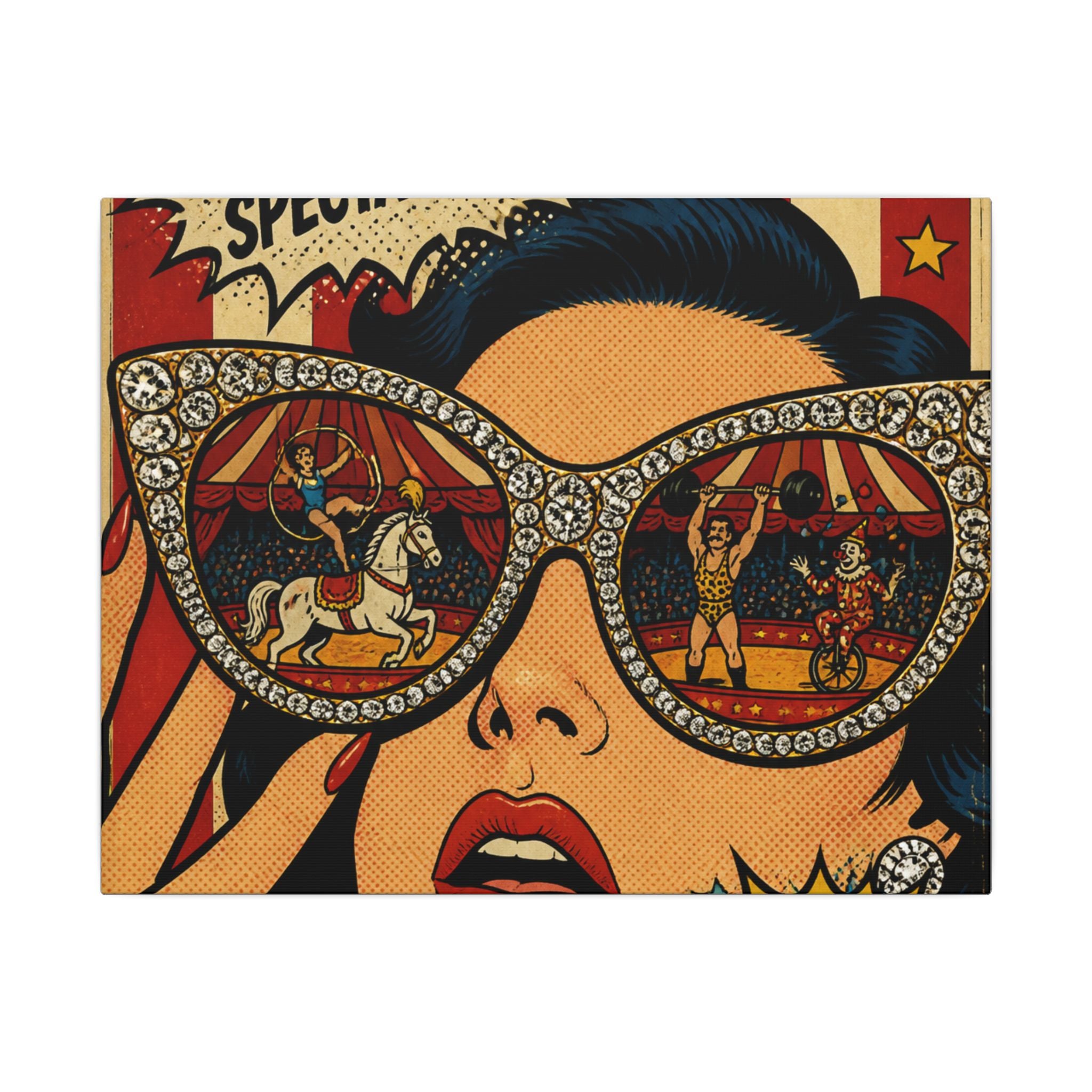 Sunglasses Circus Ring Wall Art Canvas 16×20 Pop Art Living Room Decor Maximalist Print
