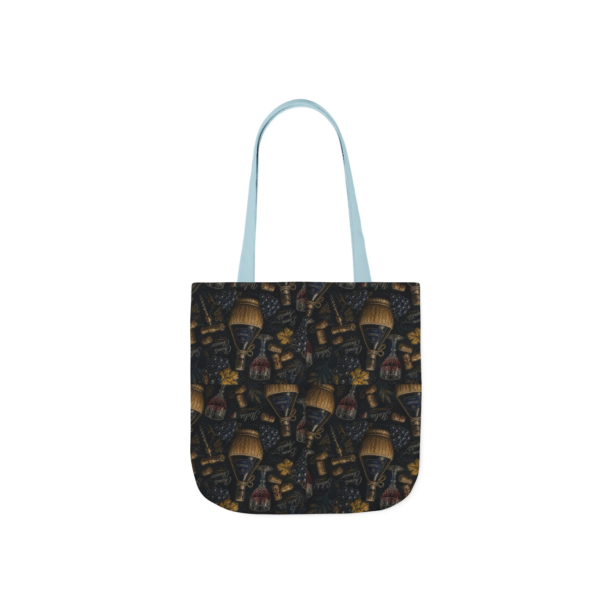 Wine Bottles & Glasses Canvas Tote Bag Mediterranean Kitchen Chalk Art Design Italian Cottagecore Gift