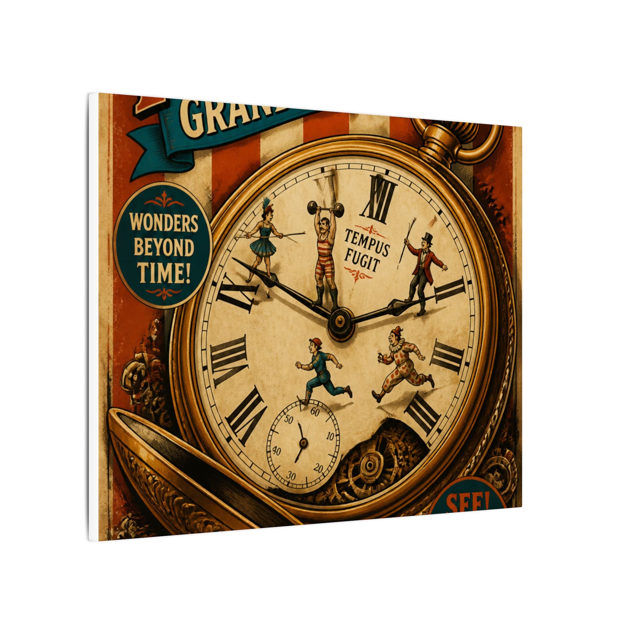Pocket Watch Performers Wall Art Canvas 16×20 Vintage Circus Kitchen Decor Maximalist Print