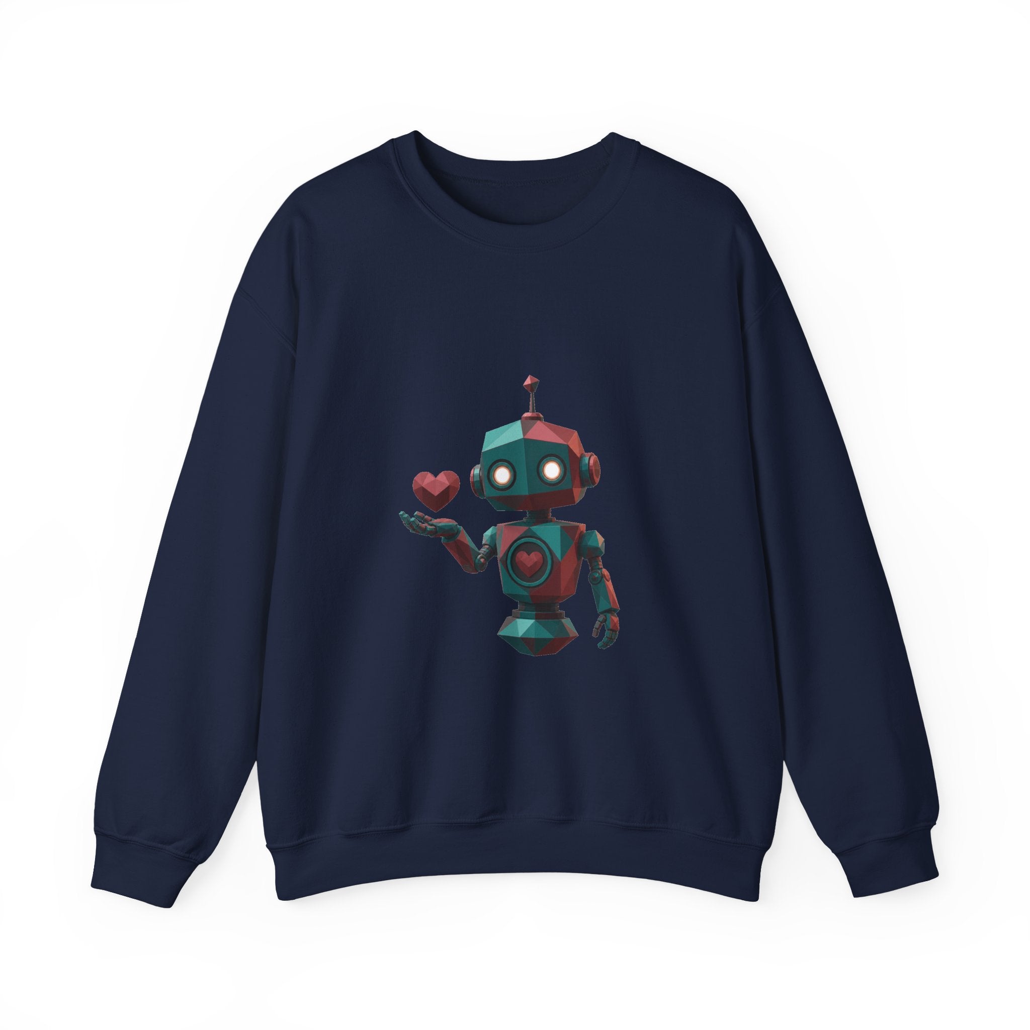 Matching Couple Sweatshirt - Robot & Heart Matching Couple Comfort Colors Crew Geometric Art His Hers Love Gift - Design A