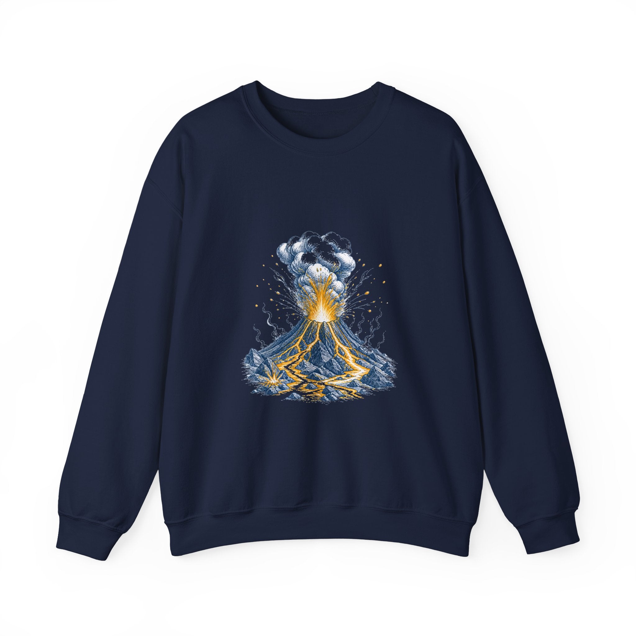 Matching Couple Sweatshirt - Volcano & Glacier Matching Couple Crewneck Sweatshirt Hand-Drawn Art His Hers Best Friend Gift - Design A