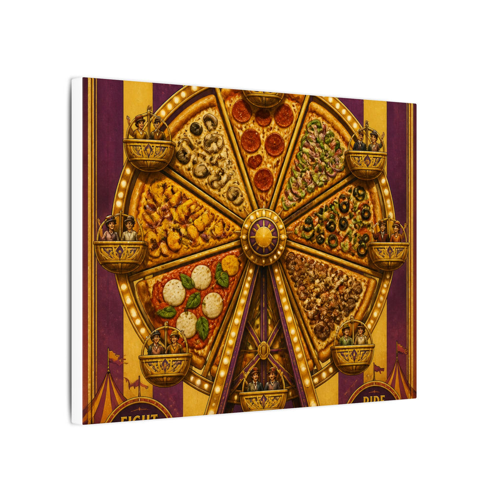 Pizza Ferris Wheel Wall Art Canvas 16×20 Art Deco Entryway Decor Maximalist Print