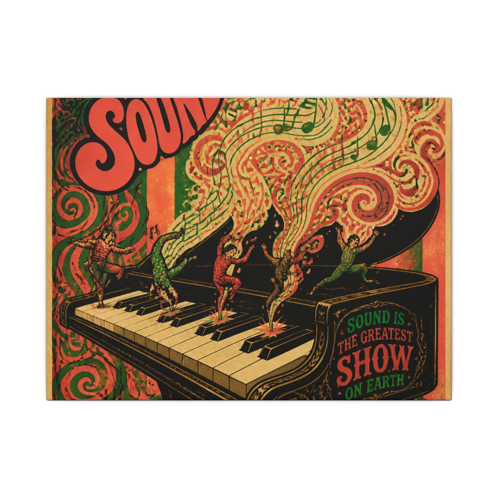 Grand Piano Acrobats Wall Art Canvas 16×20 Psychedelic Cafe Decor Maximalist Print